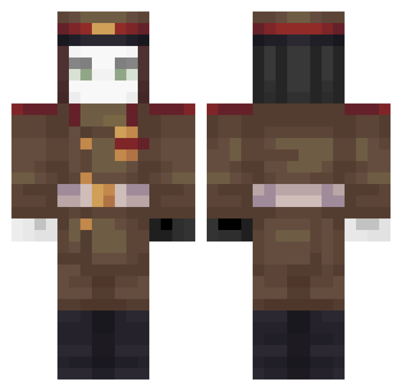 v105 Minecraft skin, front and back view