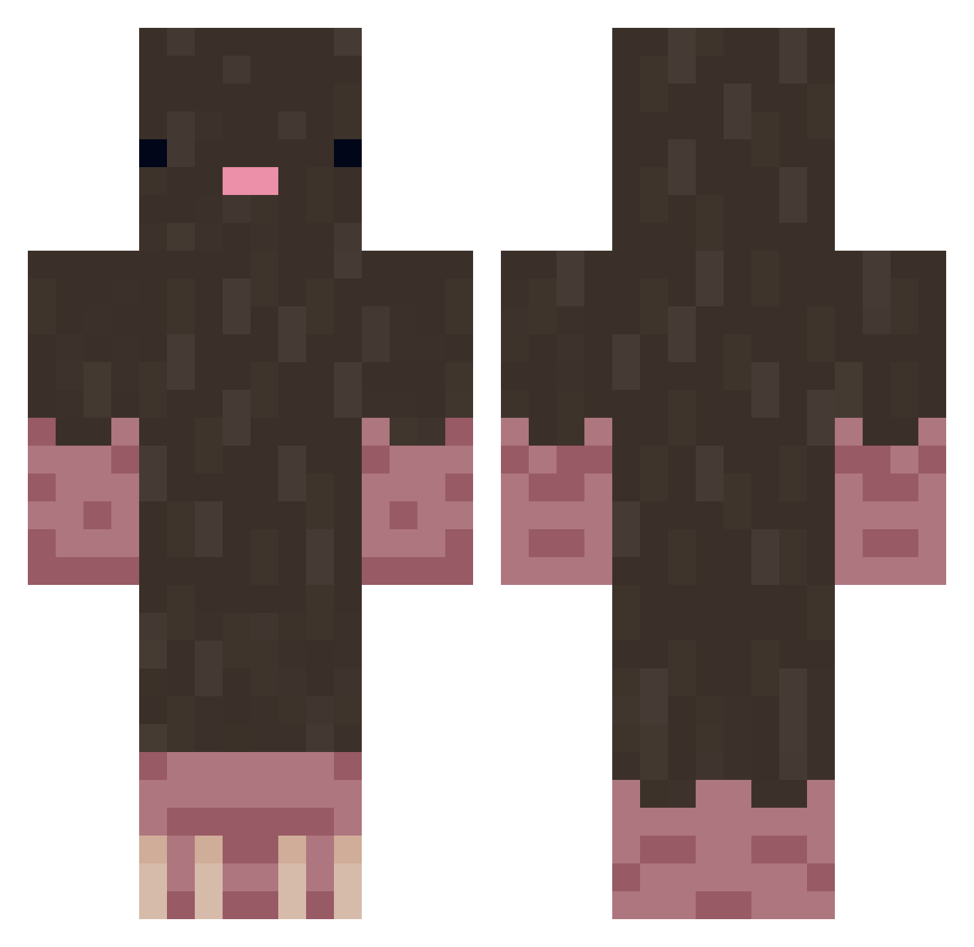 YouWearHerFace Minecraft skin, front and back view