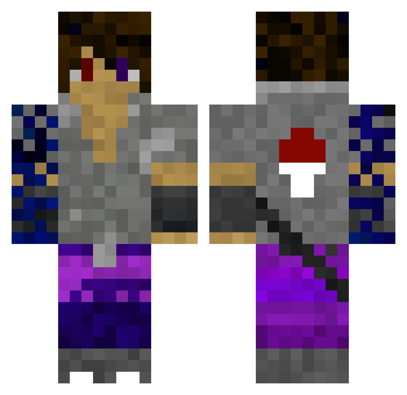 vokm Minecraft skin, front and back view