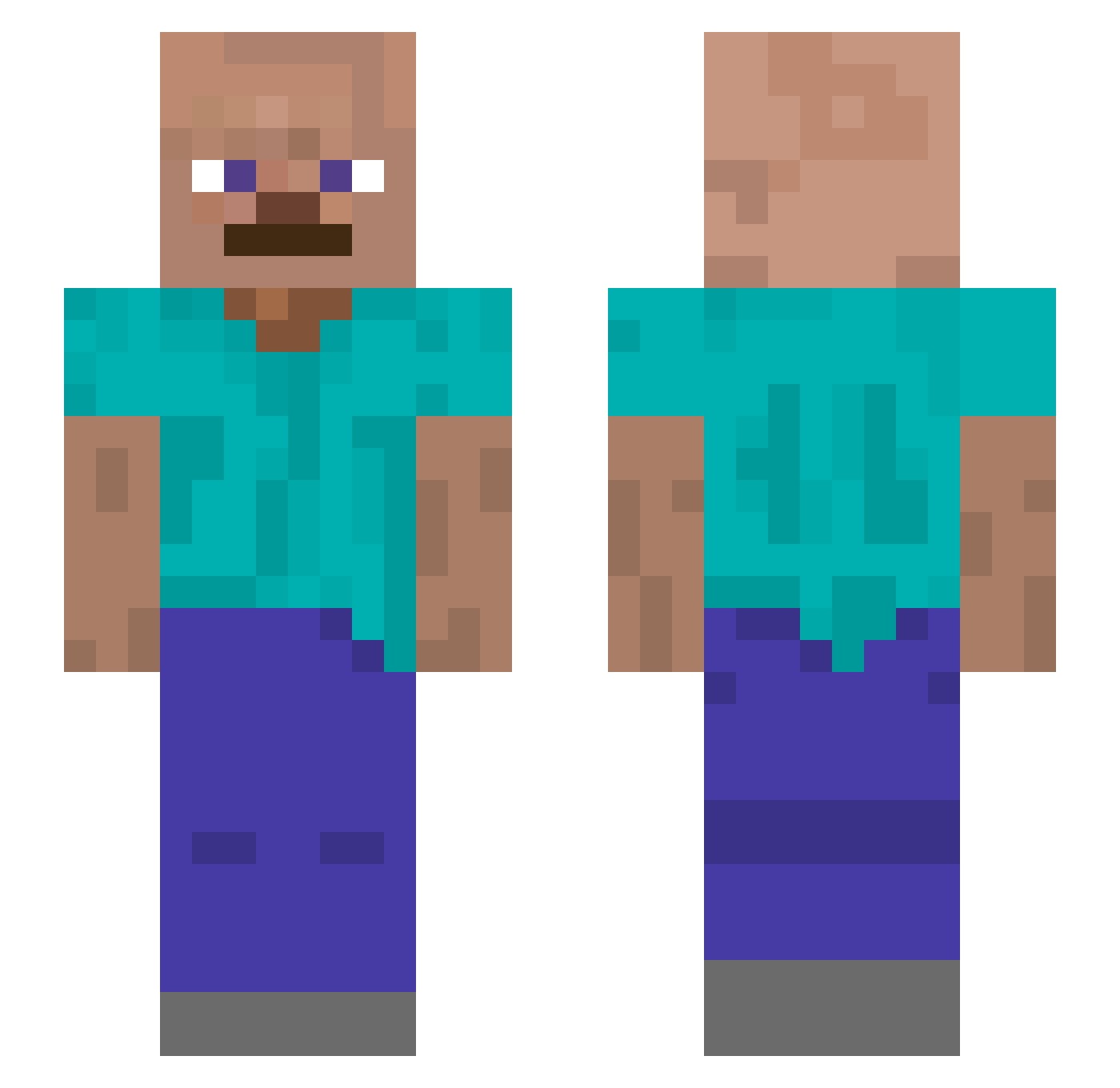 SteveStungByBee Minecraft skin, front and back view
