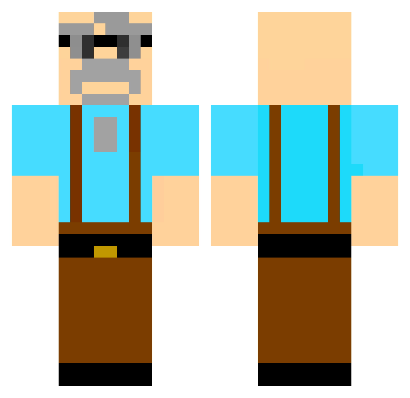 SpikeFeed Minecraft skin, front and back view