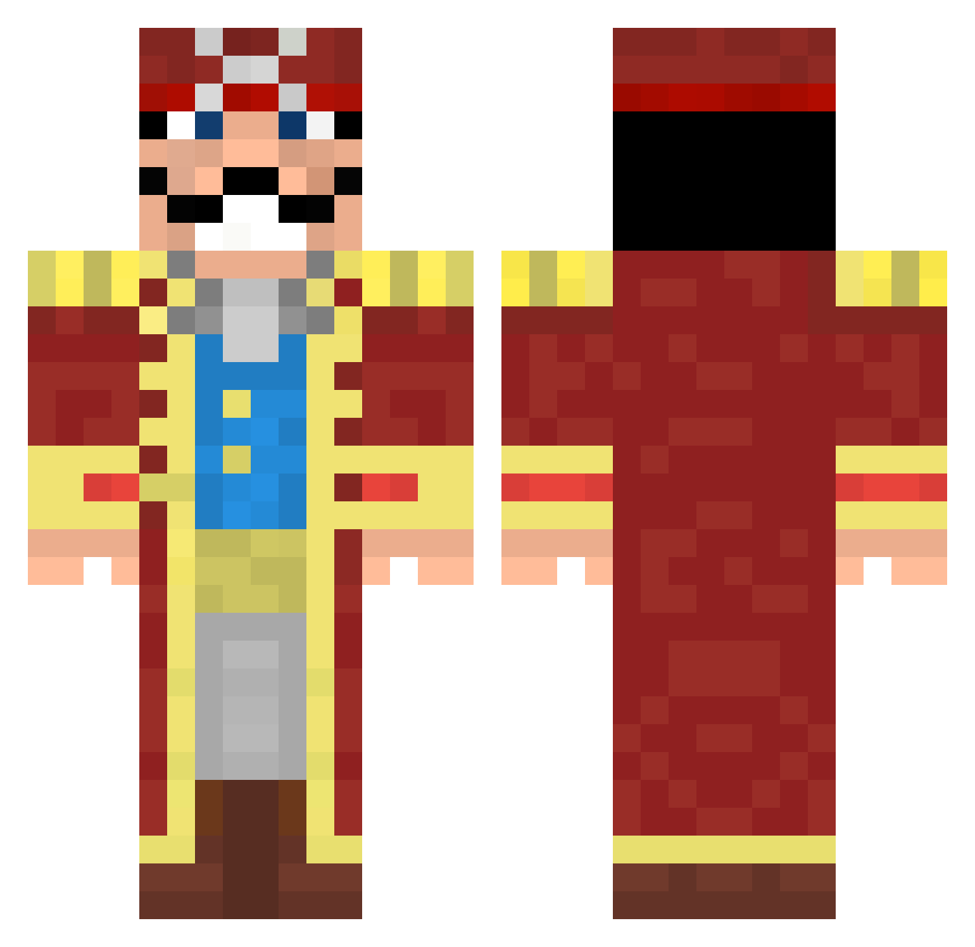 GollDRoger Minecraft skin, front and back view