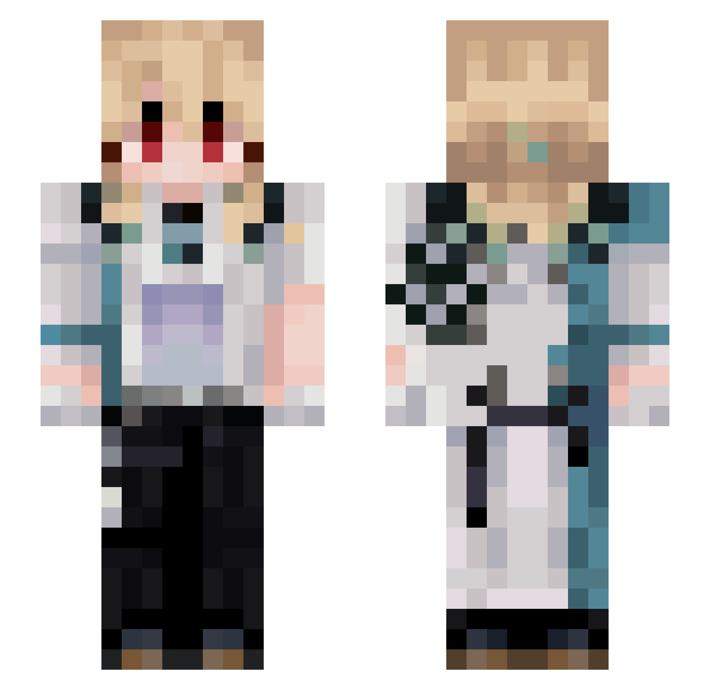 Pugglinton Minecraft skin, front and back view