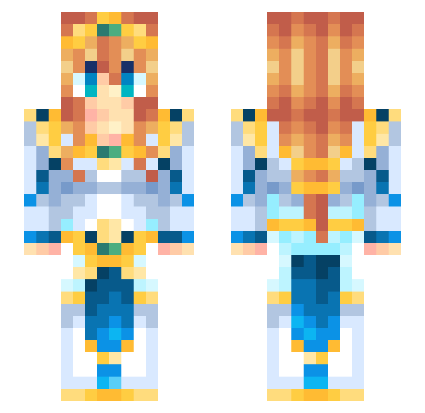 KodixAW Minecraft skin, front and back view