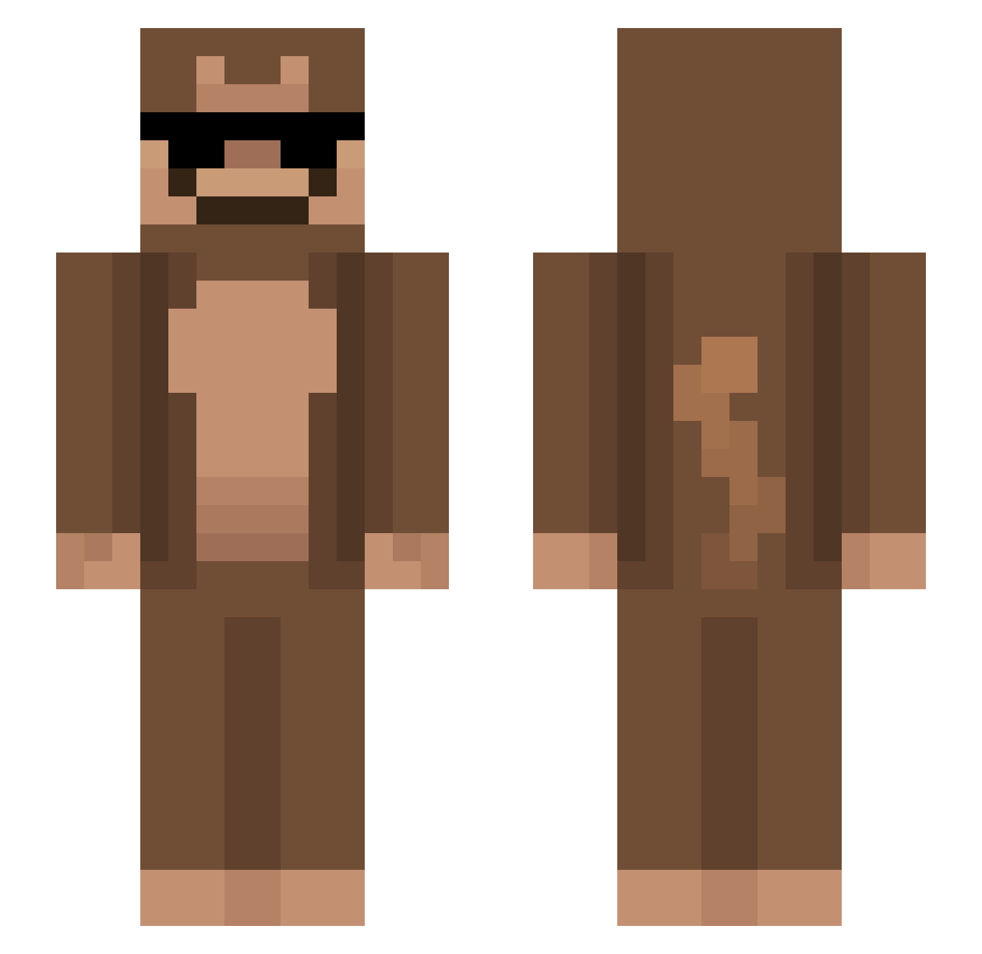wcxx Minecraft skin, front and back view