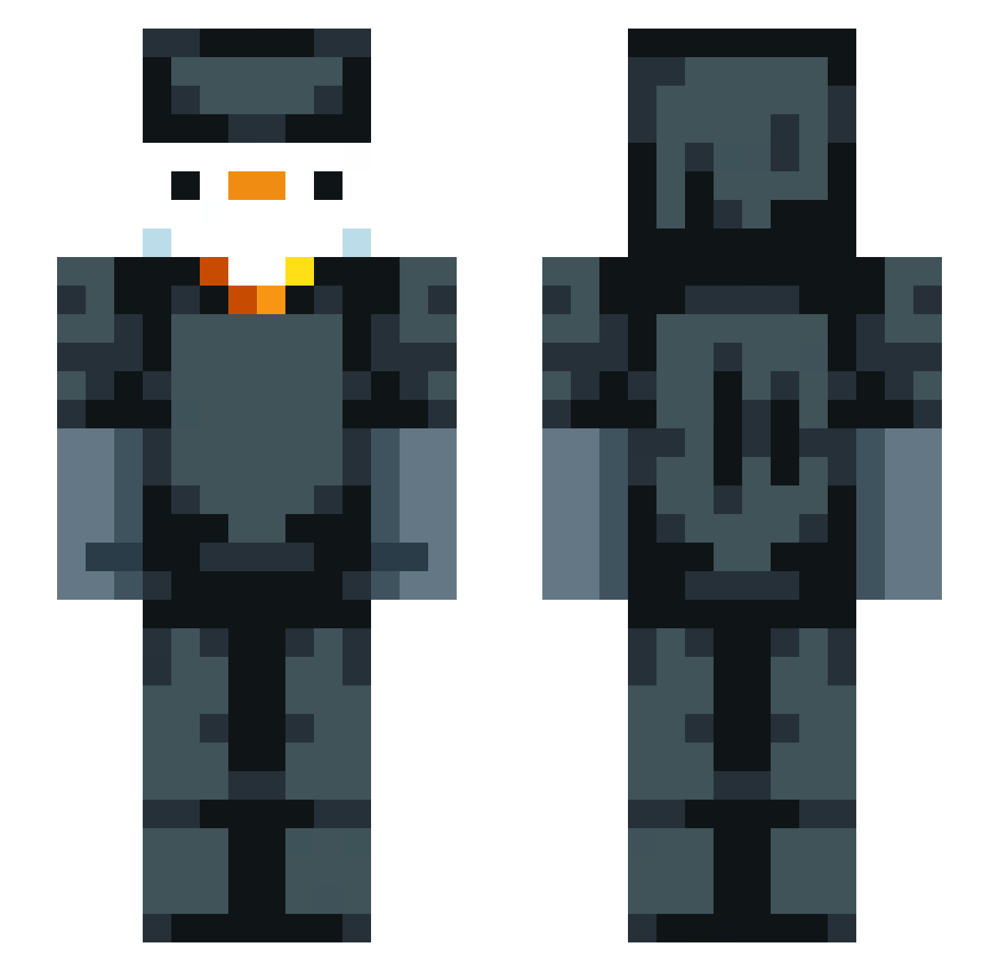 Relowww Minecraft skin, front and back view