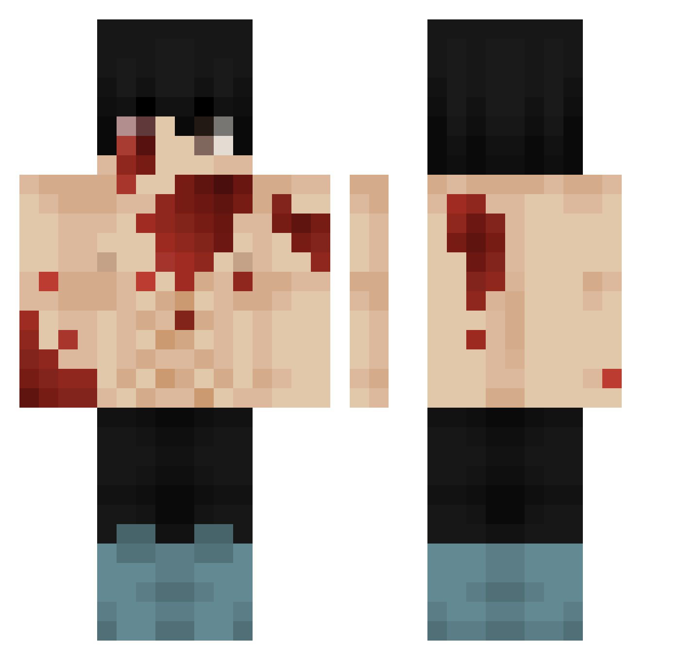 zxcrekt Minecraft skin, front and back view