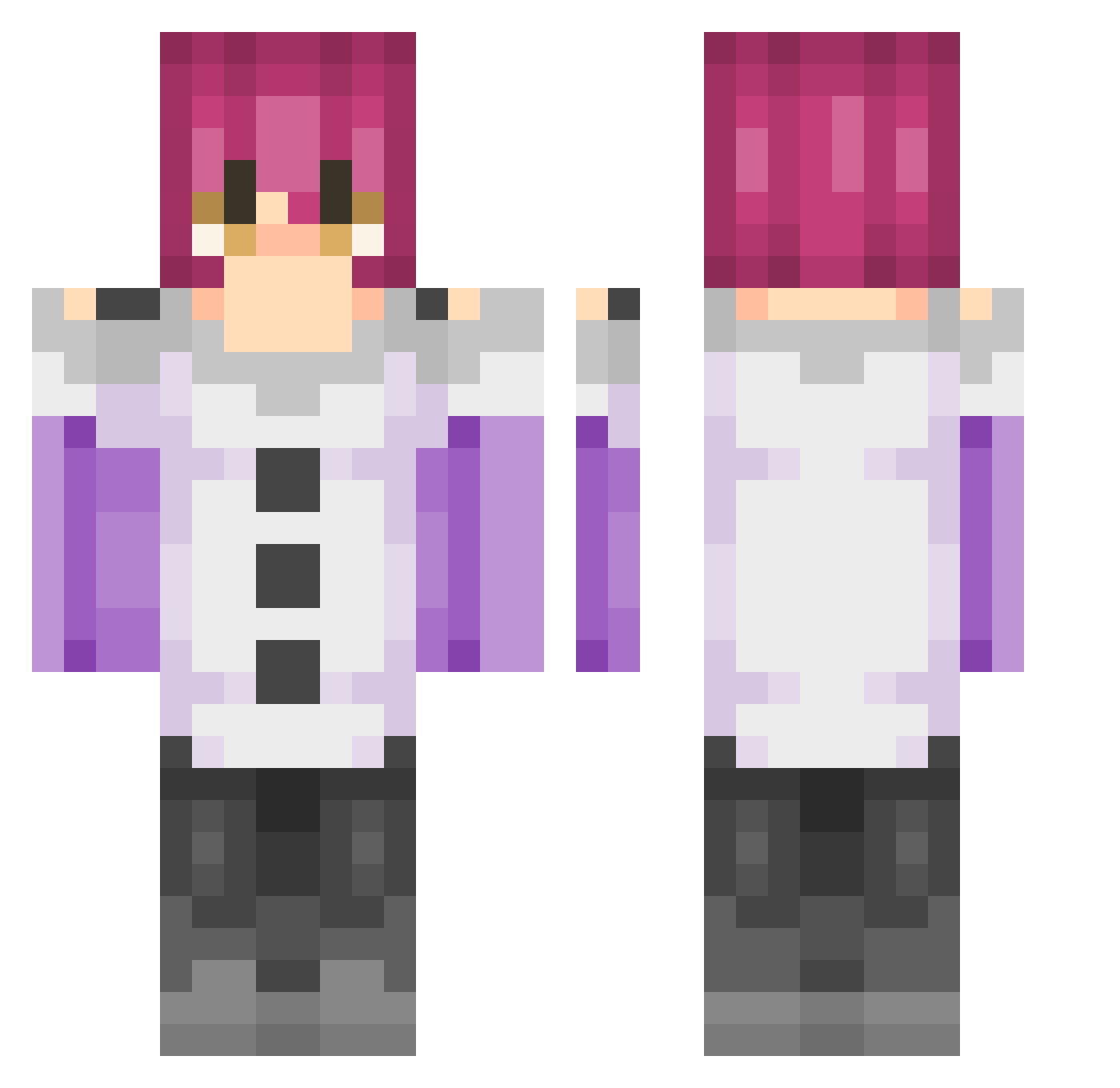 R3M0_0 Minecraft skin, front and back view
