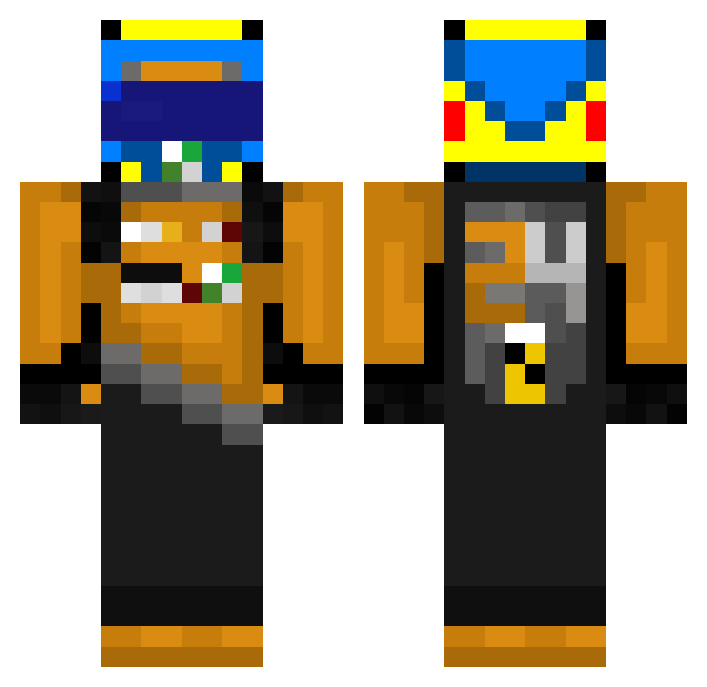 B2iters Minecraft skin, front and back view