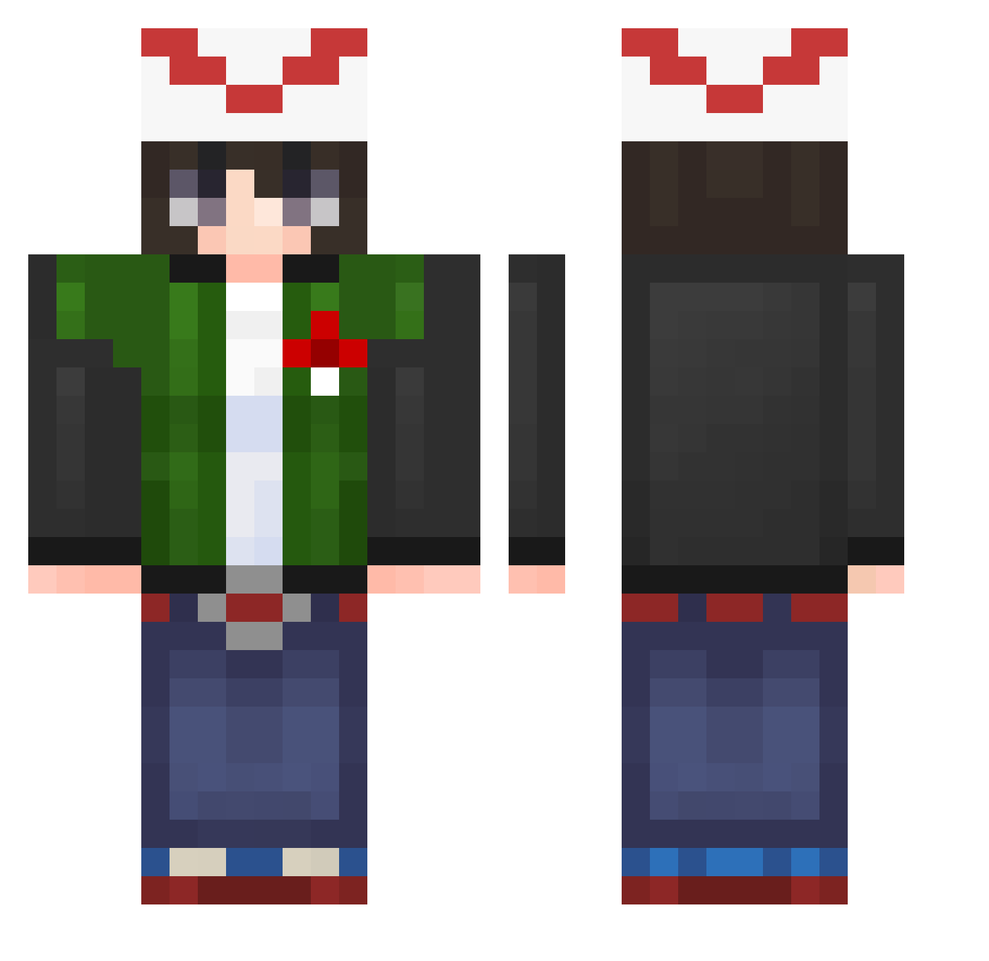 Zehef_Patoche Minecraft skin, front and back view