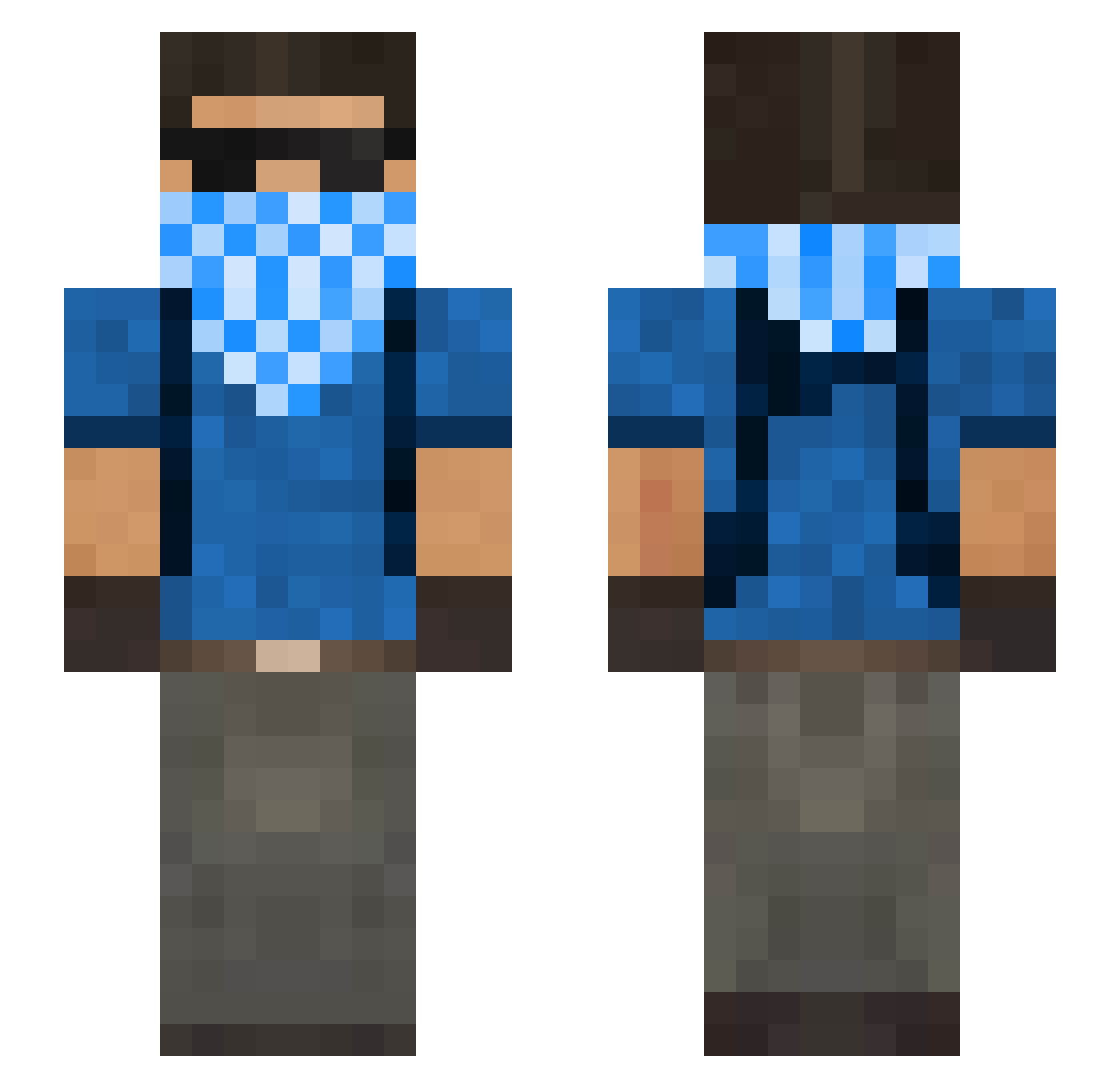 Volciq Minecraft skin, front and back view