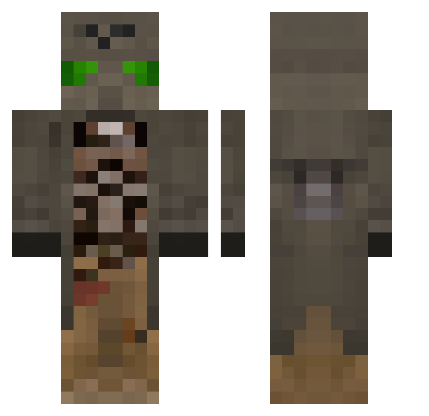 PaperBag_Man Minecraft skin, front and back view