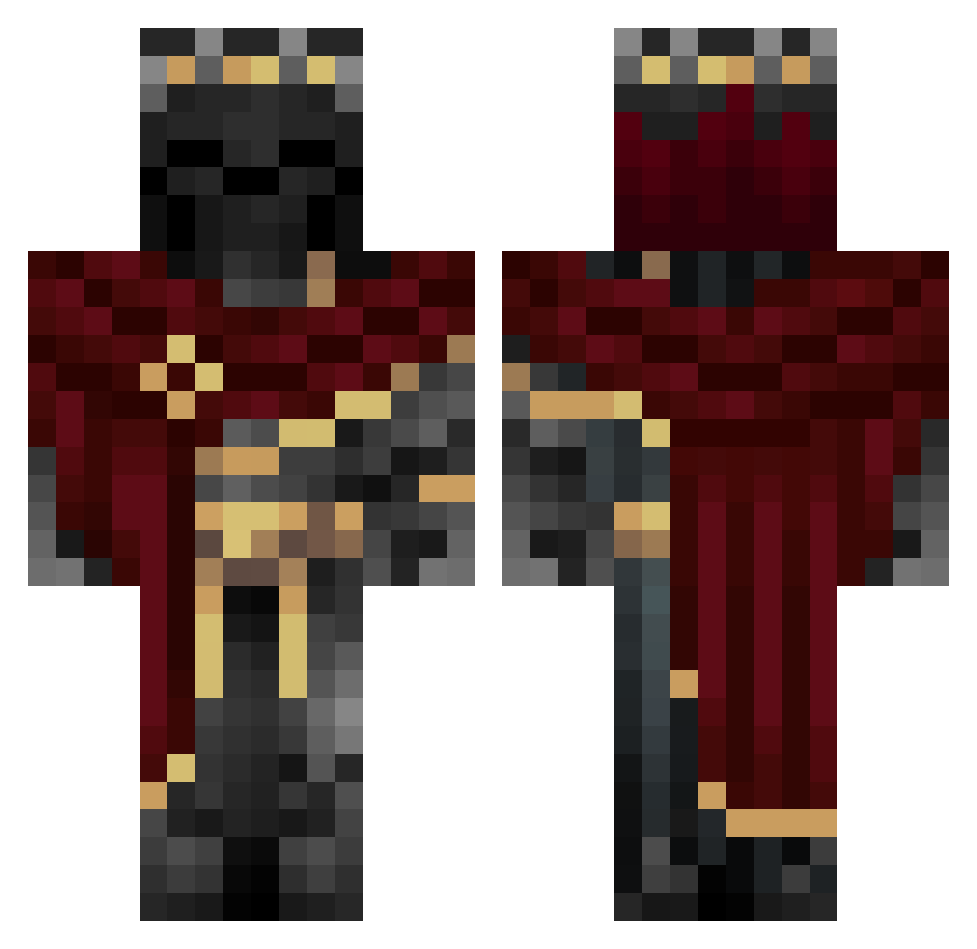 Warahail Minecraft skin, front and back view