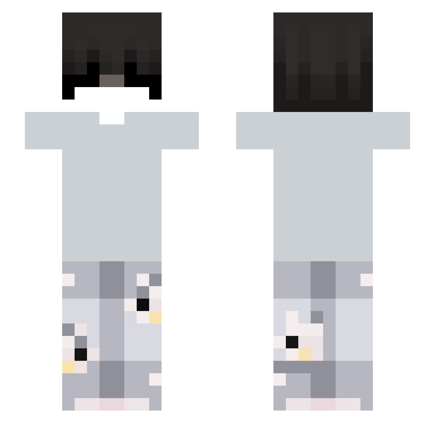 prxstine Minecraft skin, front and back view