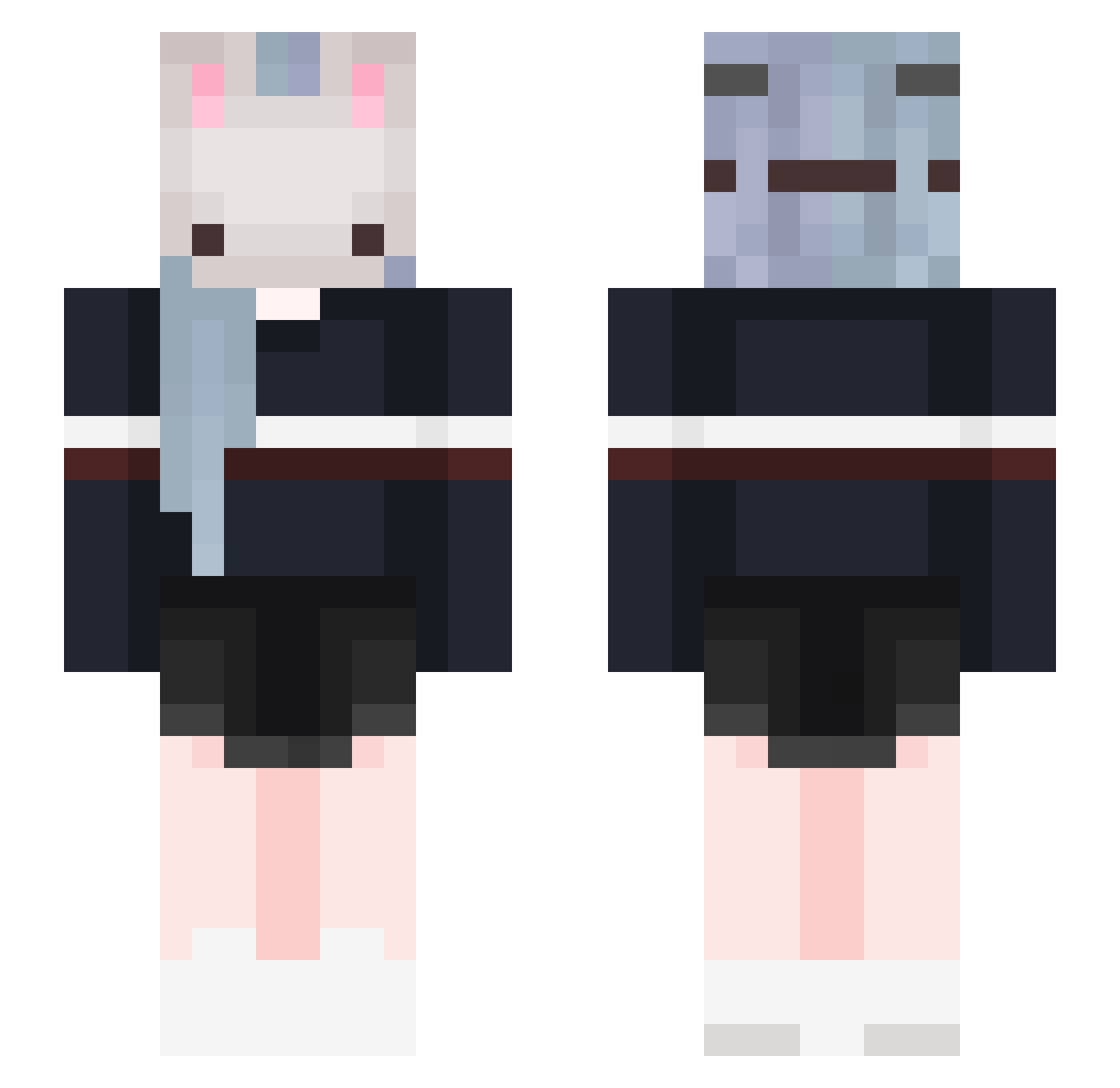 ShySpace Minecraft skin, front and back view
