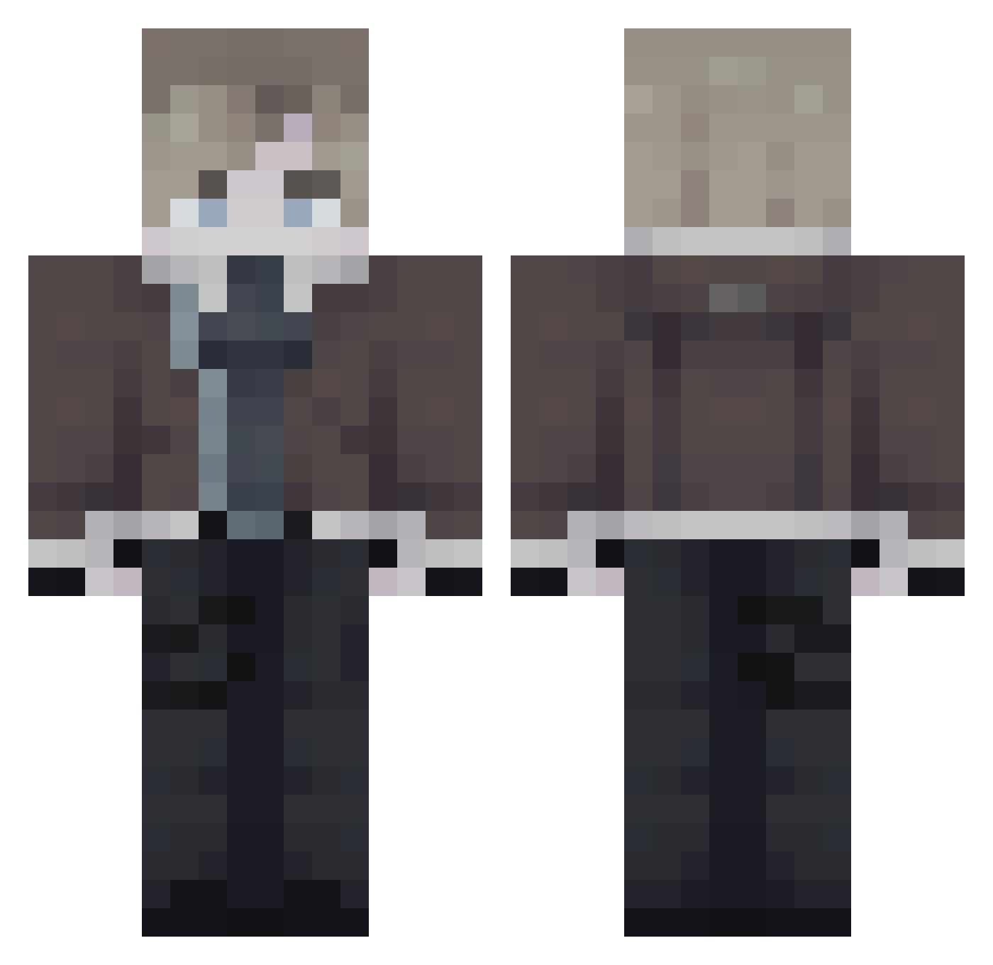 NoiseShift Minecraft skin, front and back view