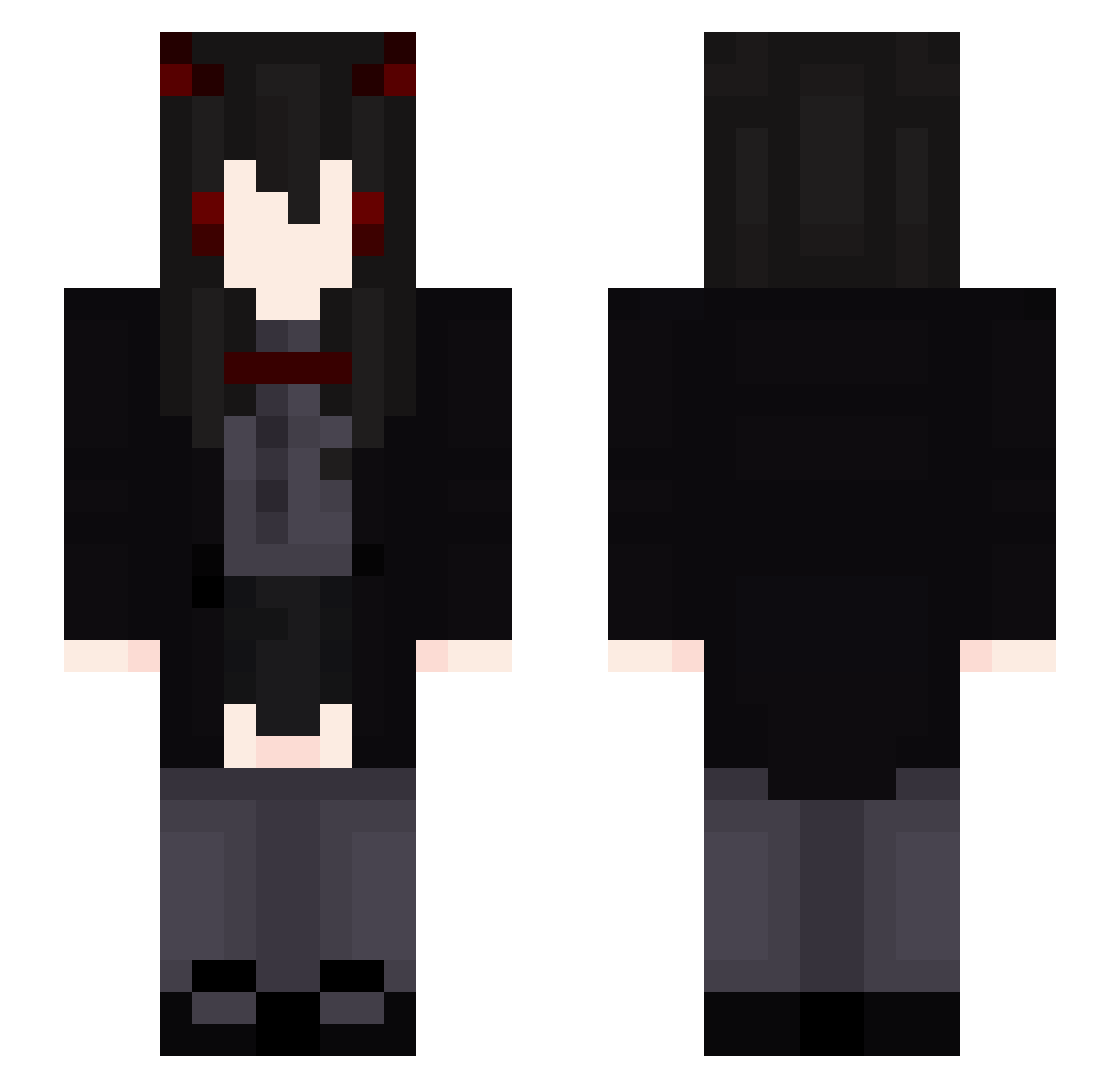 xGoToSleep Minecraft skin, front and back view