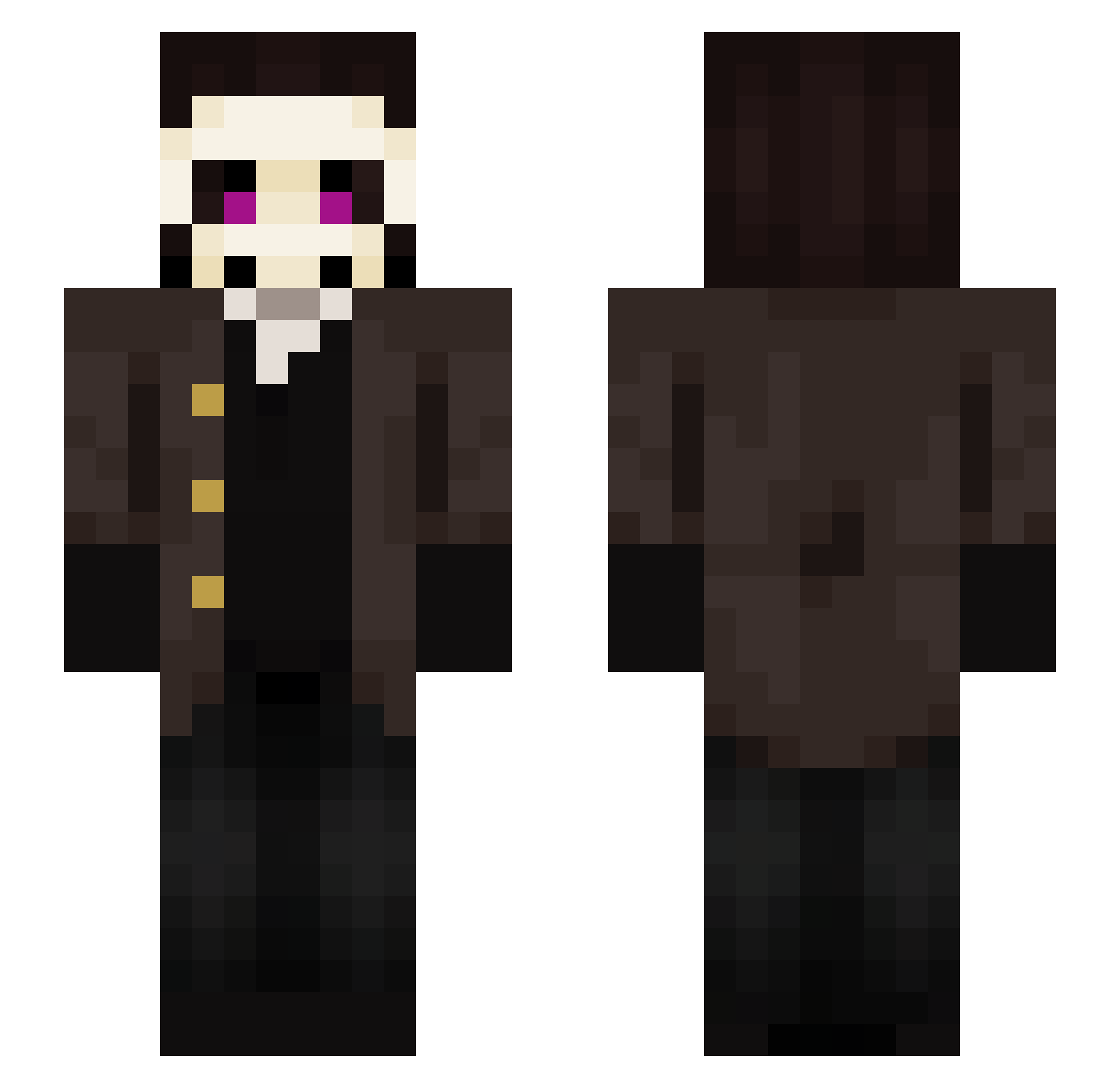 yenx0 Minecraft skin, front and back view