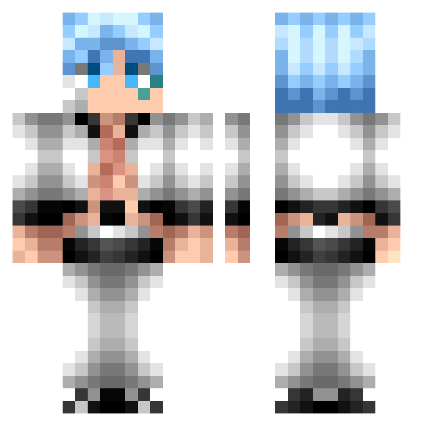 Rushhhhhh Minecraft skin, front and back view