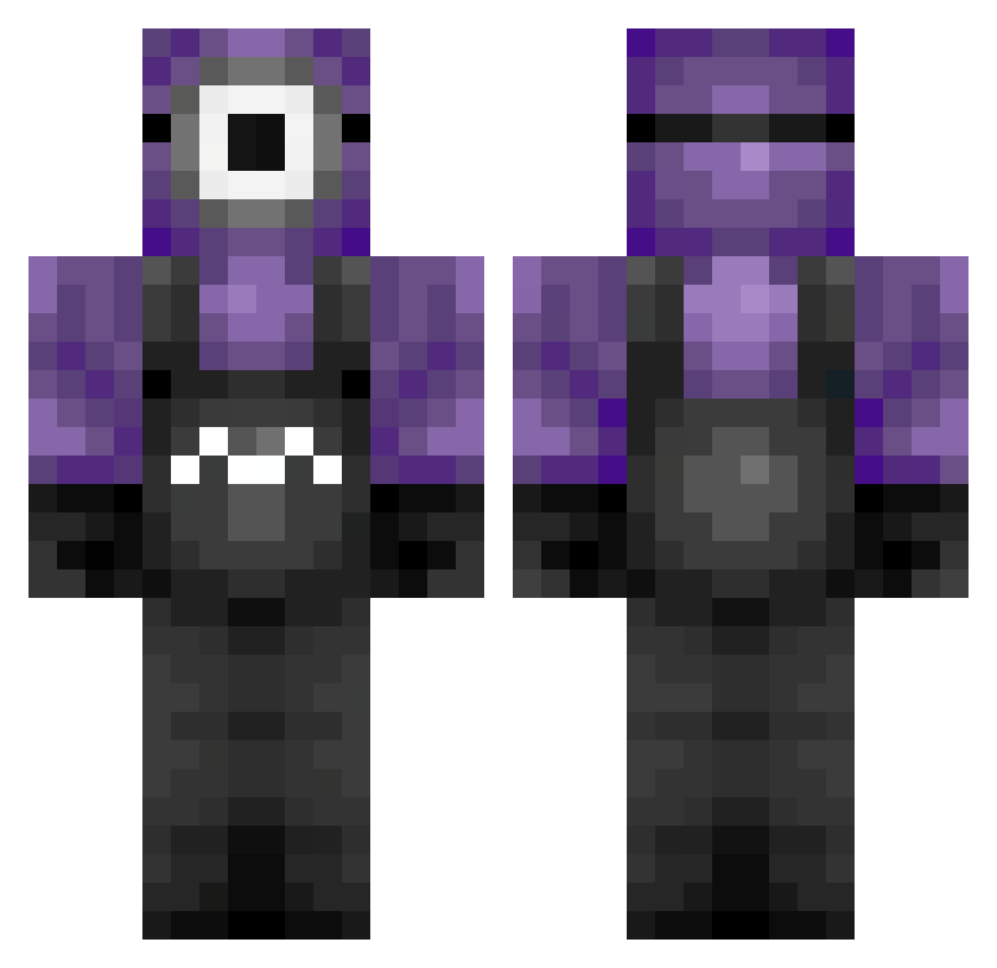 Brainmaker Minecraft skin, front and back view