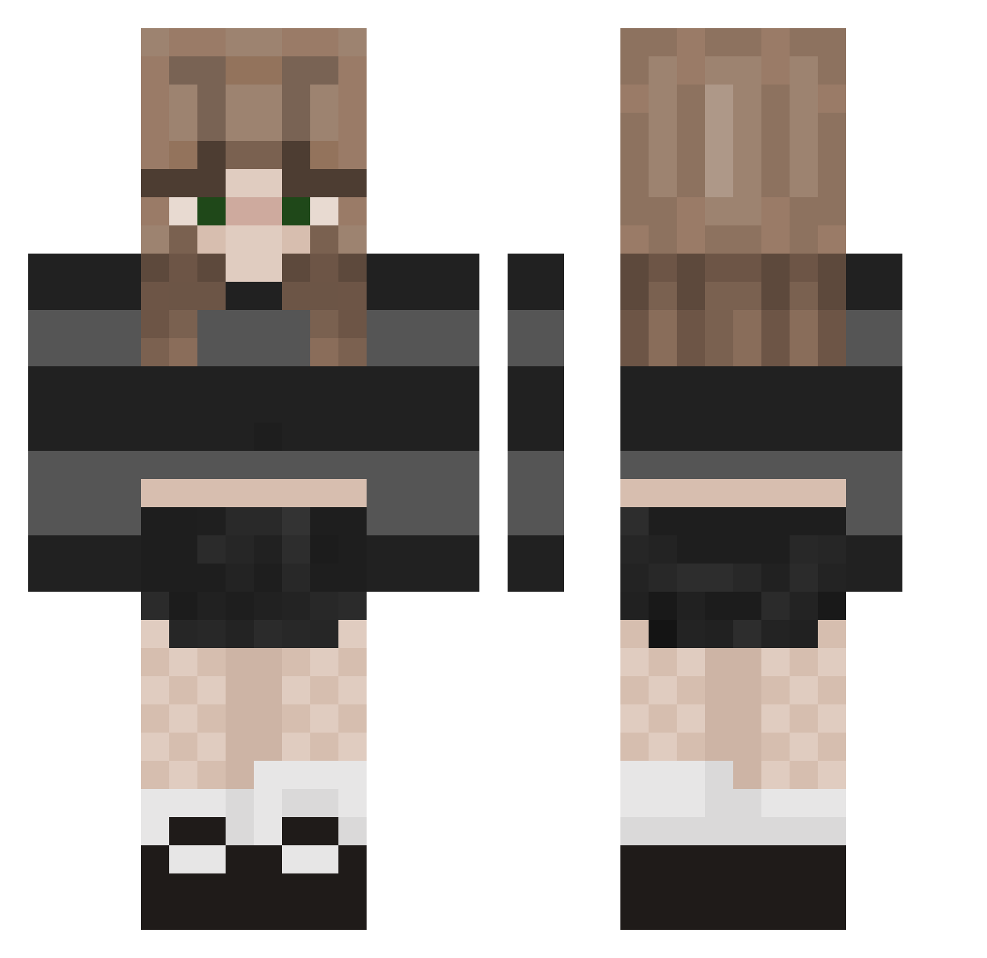 NatCatic Minecraft skin, front and back view