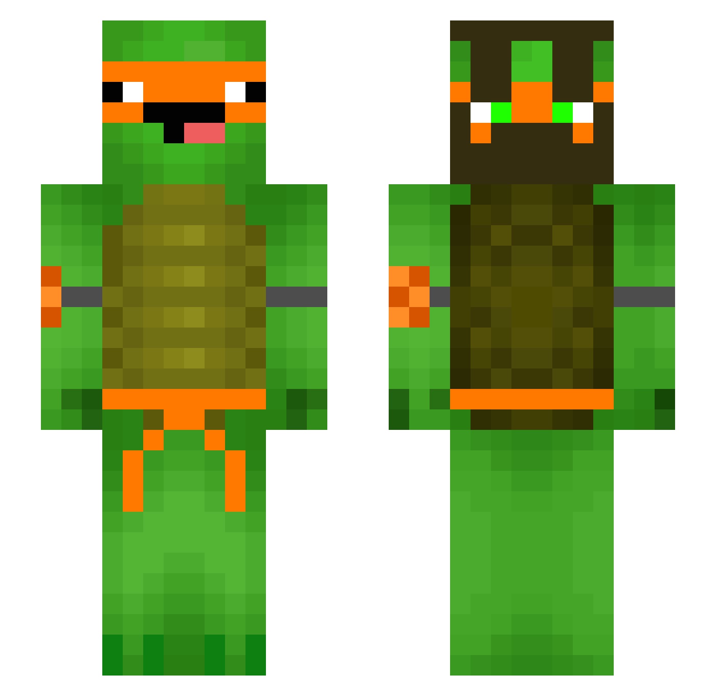 ArtsOfMine Minecraft skin, front and back view
