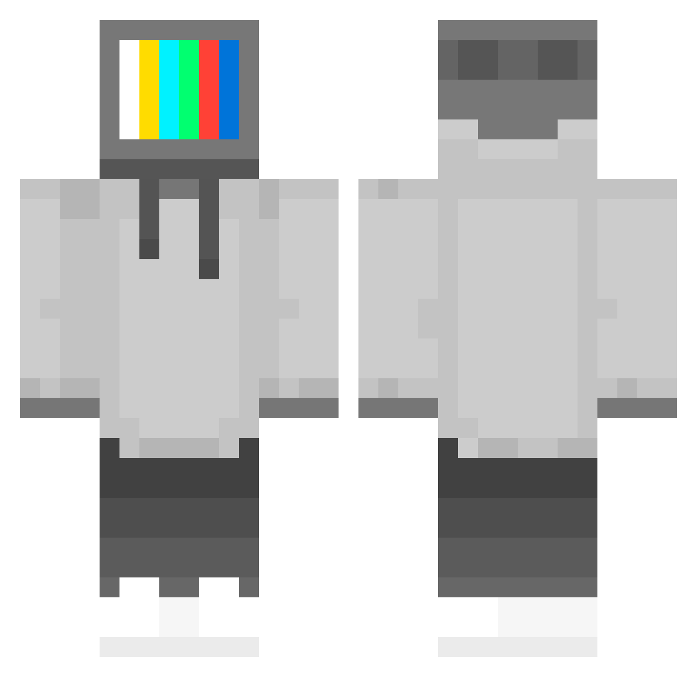 Vpkzzx Minecraft skin, front and back view