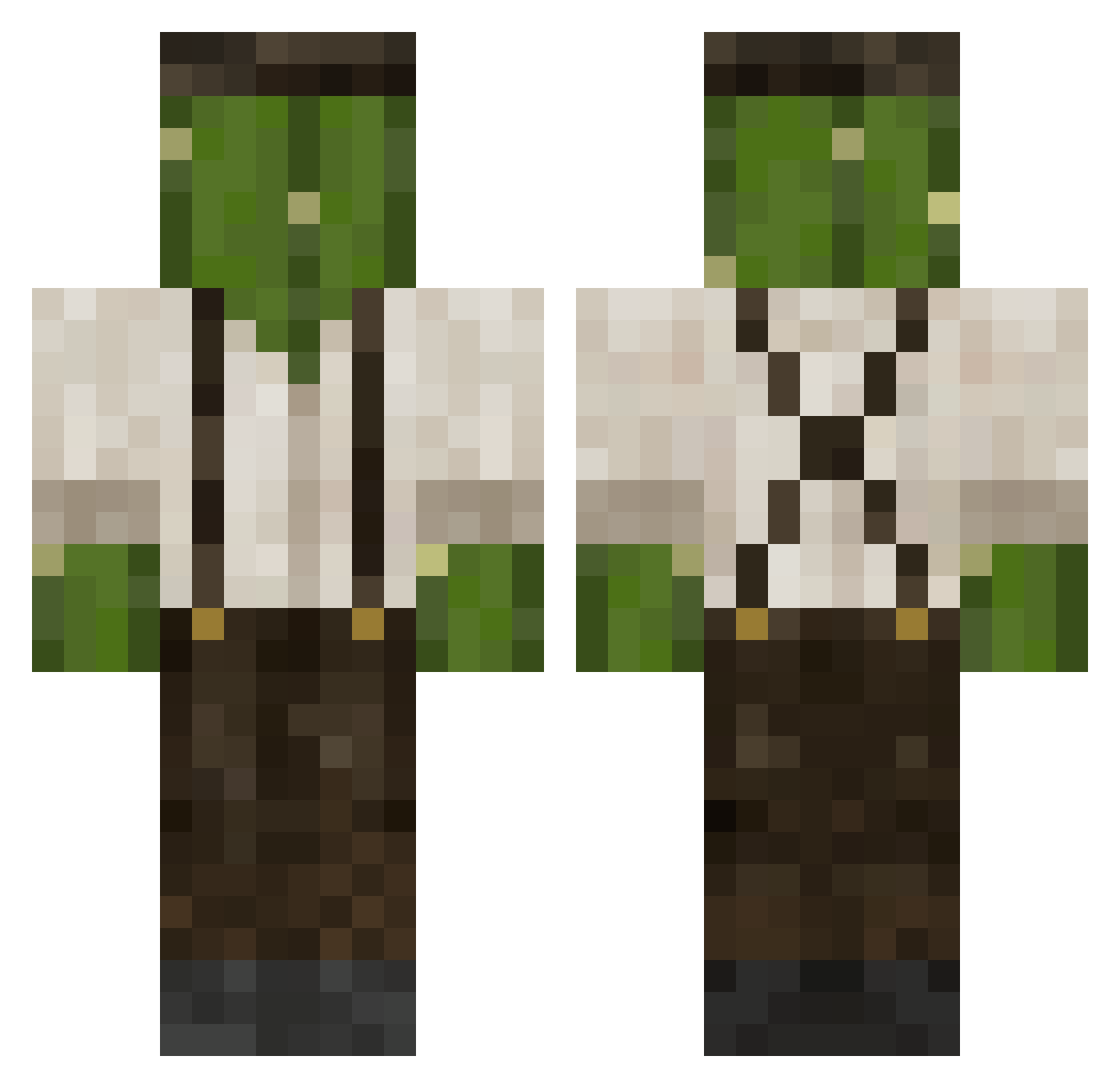 EntityToucher Minecraft skin, front and back view