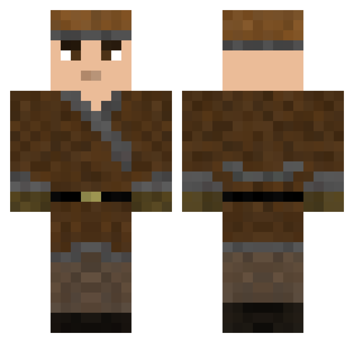 Painlessness Minecraft skin, front and back view