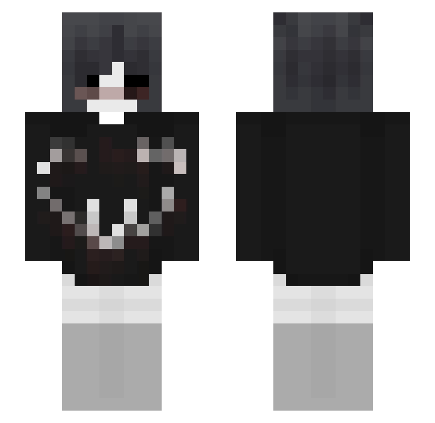 Unsanity Minecraft skin, front and back view