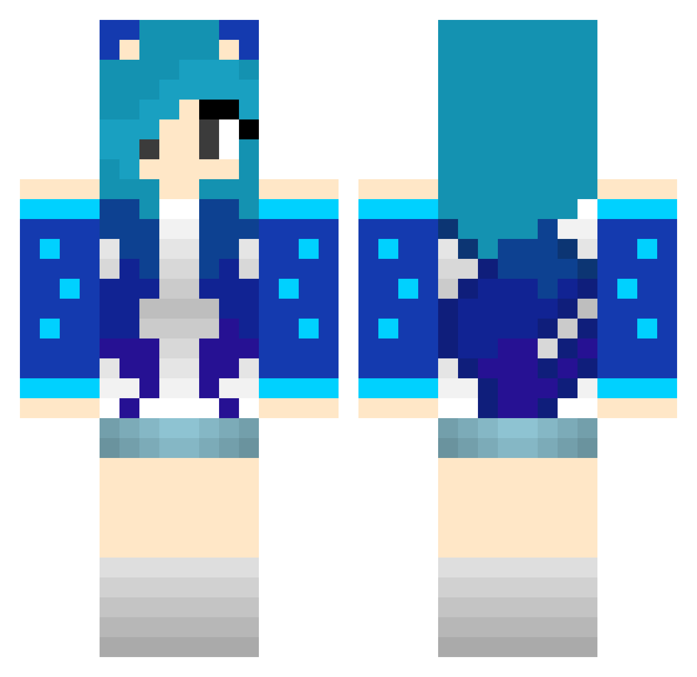 Reciprocal Minecraft skin, front and back view