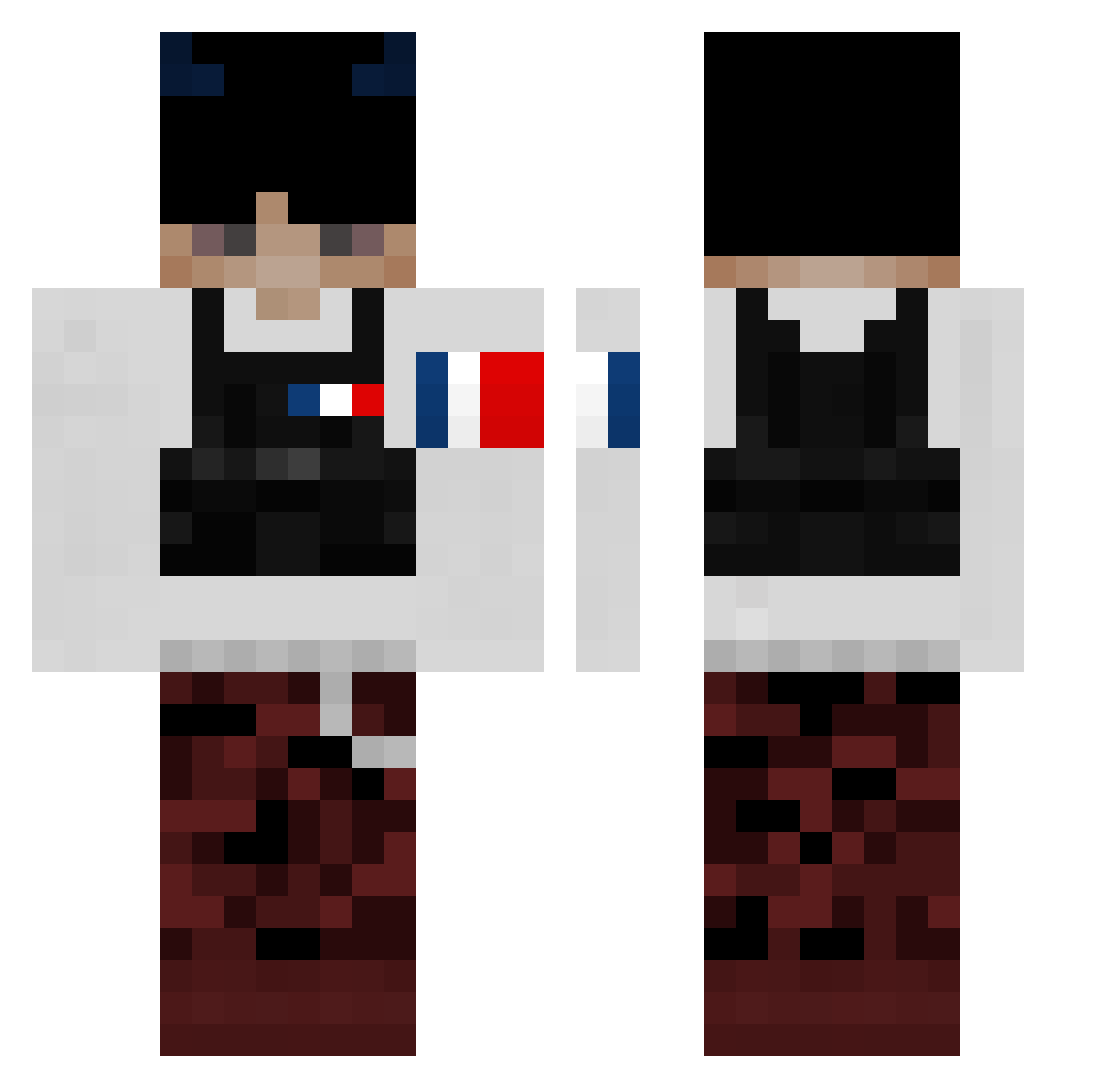 Zineir Minecraft skin, front and back view