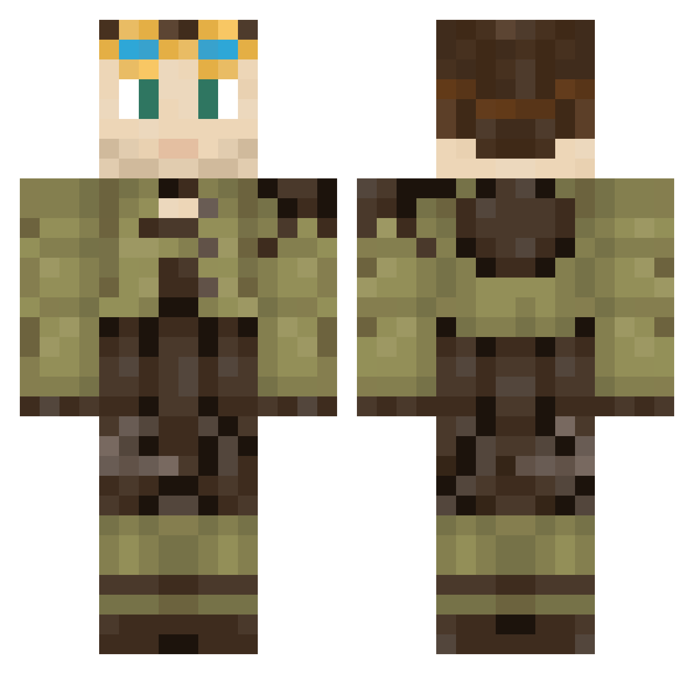 RetroVibes Minecraft skin, front and back view