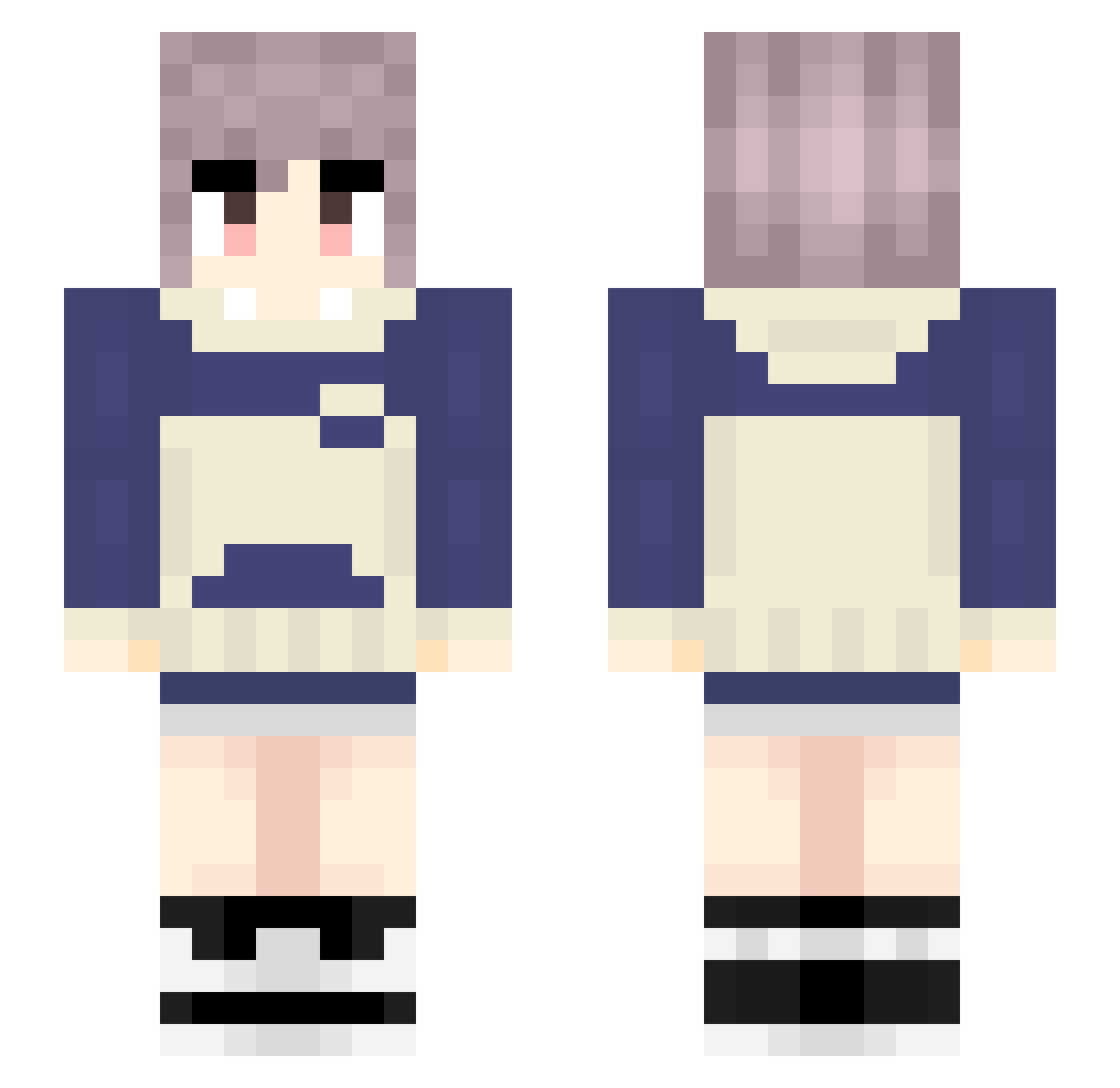 QWFASBT Minecraft skin, front and back view