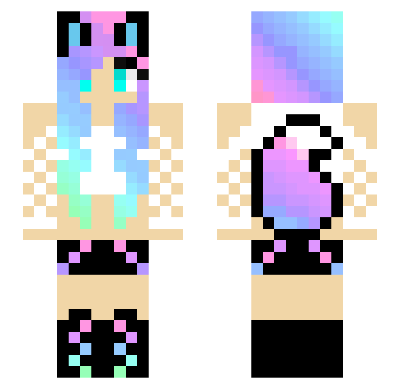 Moon_Wolfie Minecraft skin, front and back view