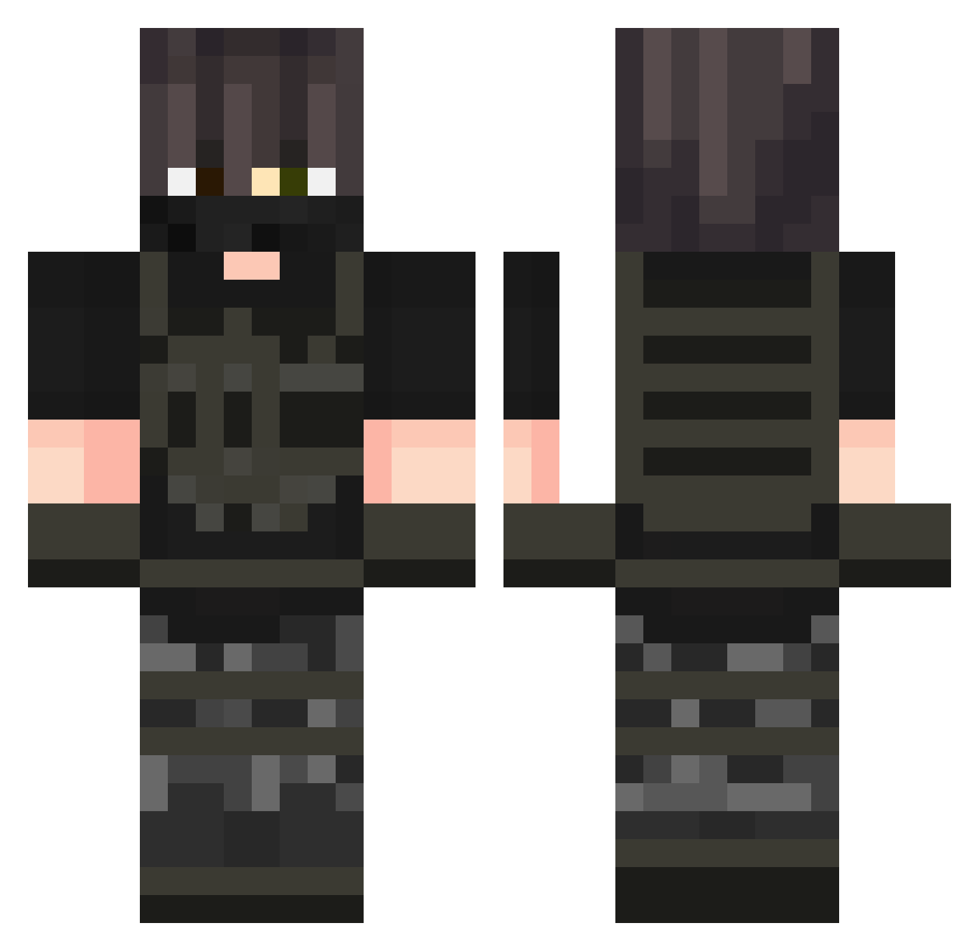 Gentleman_Purple Minecraft skin, front and back view