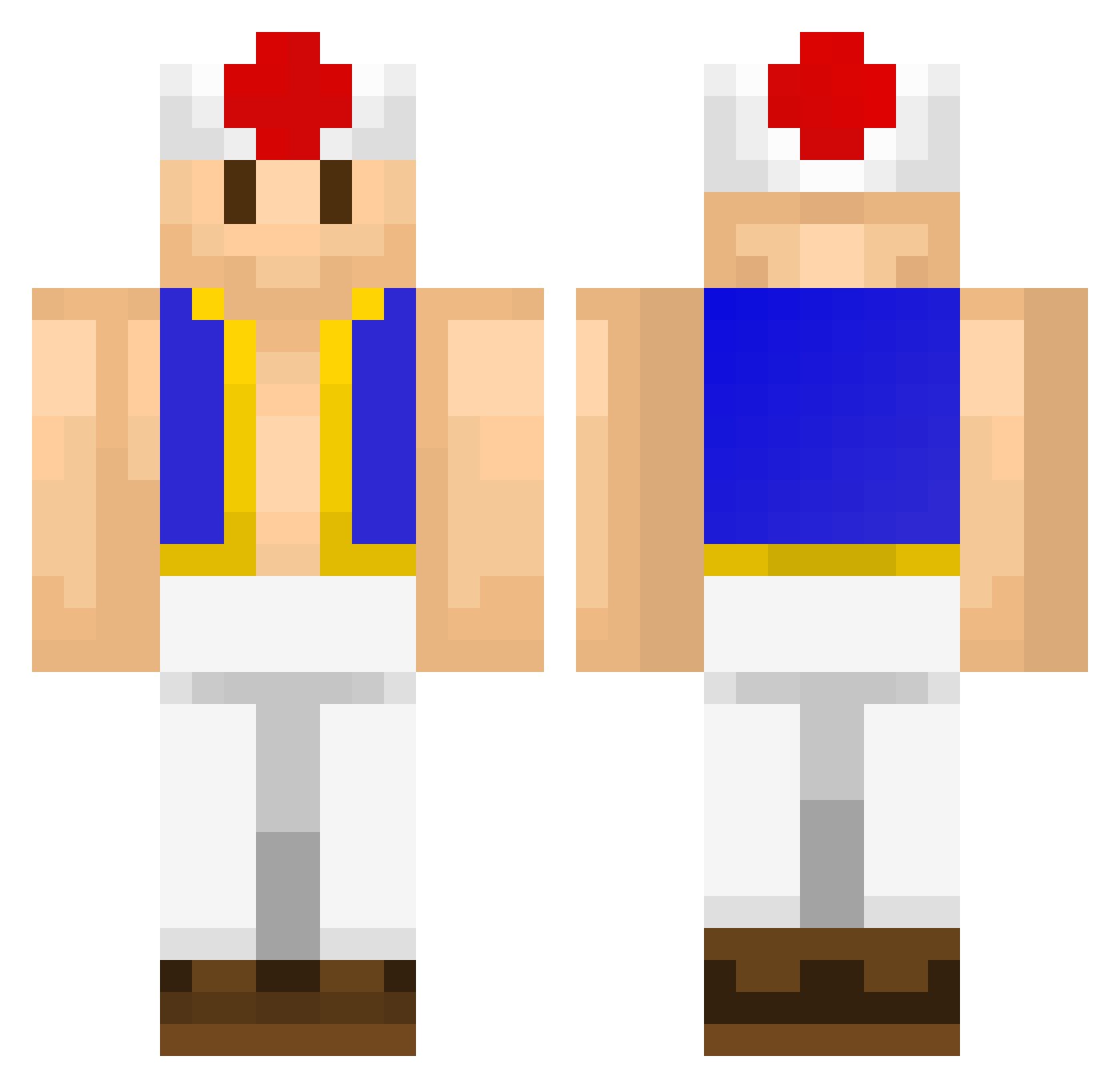 SaltGodz Minecraft skin, front and back view