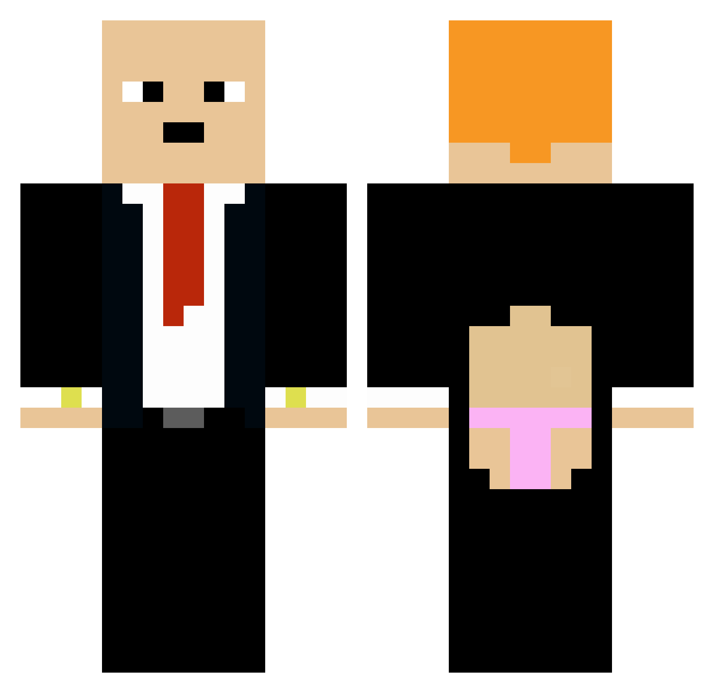 Zipojt Minecraft skin, front and back view