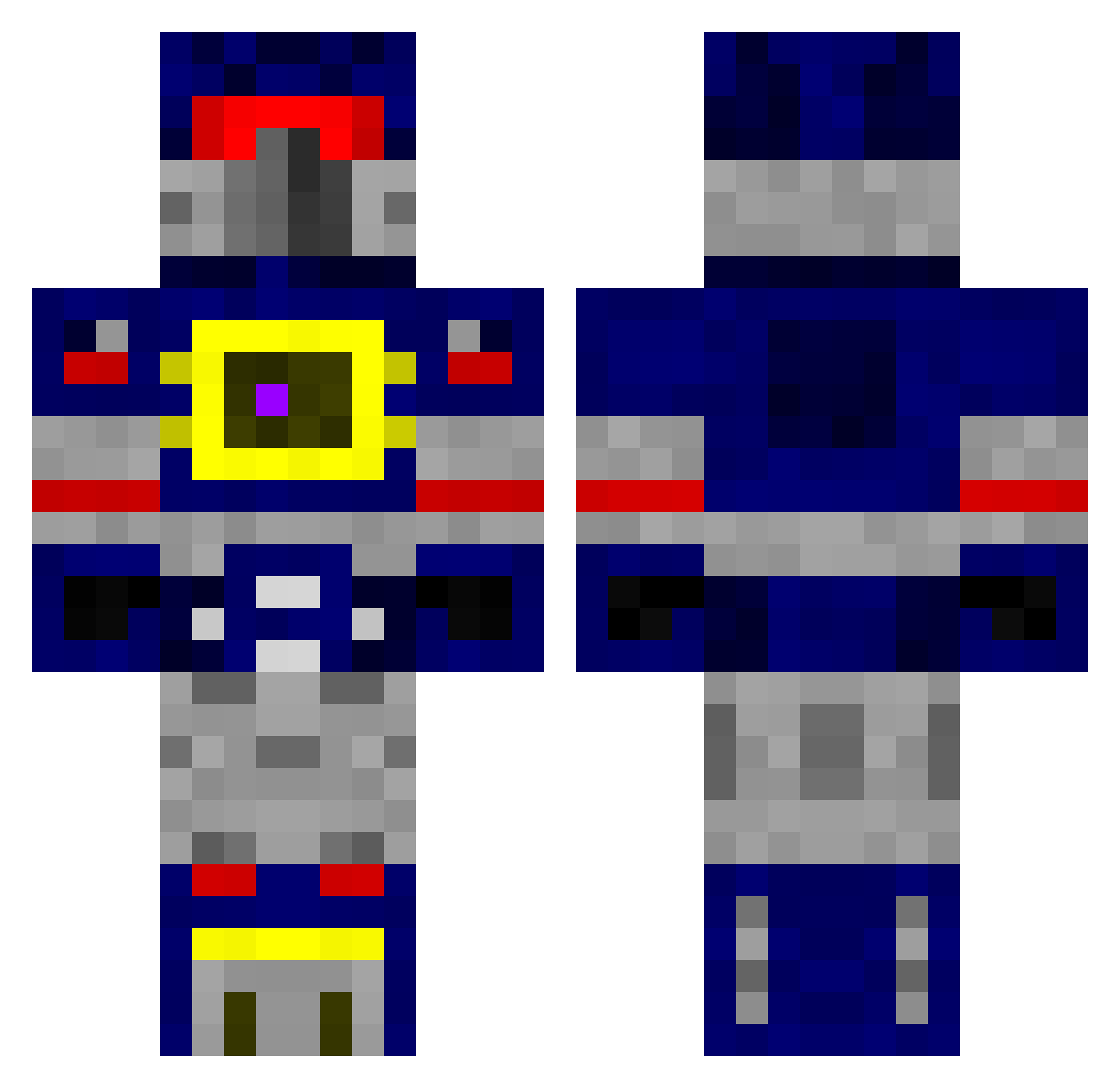 Fishman Minecraft skin, front and back view
