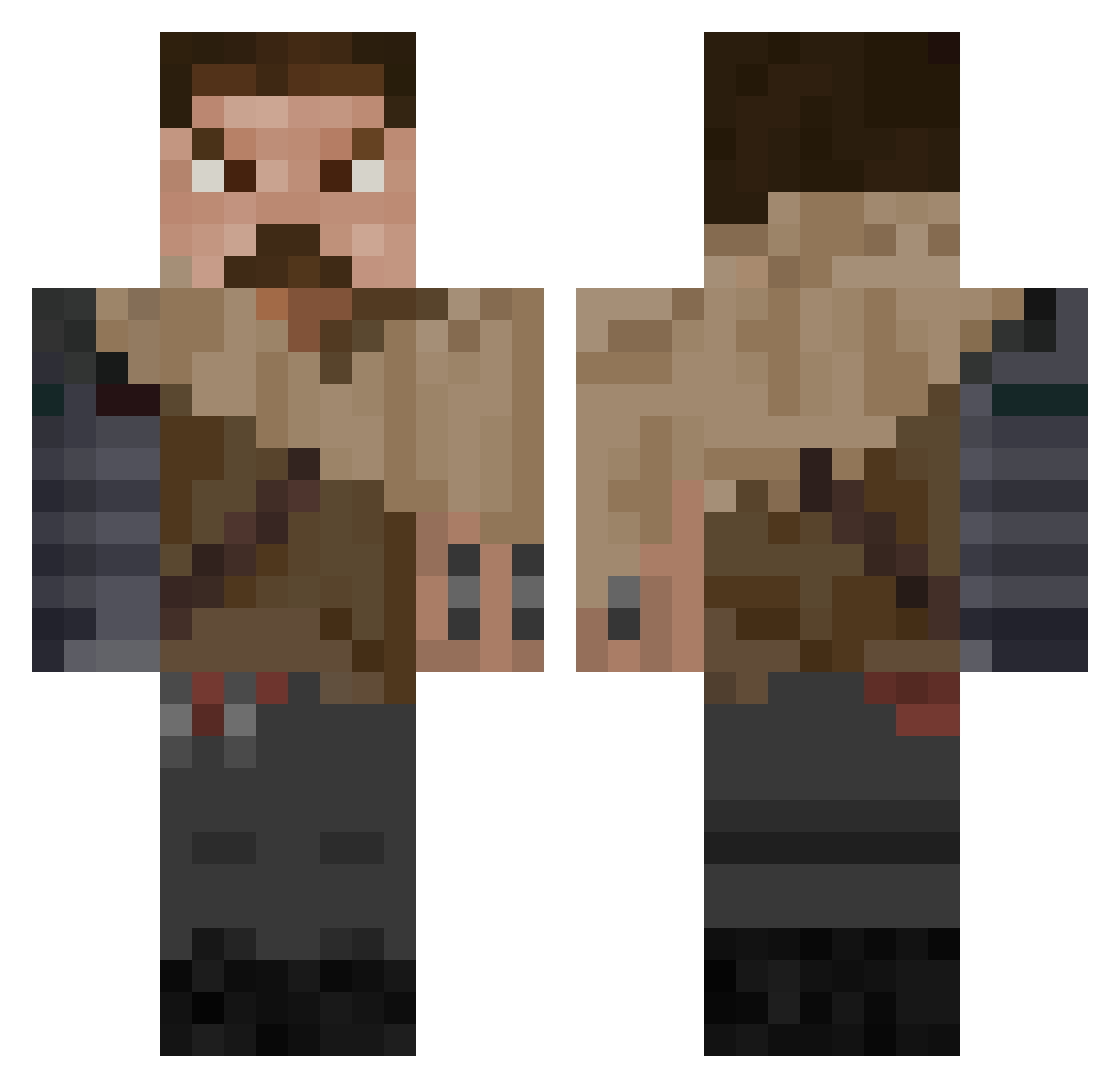 TheWalkingPlane Minecraft skin, front and back view