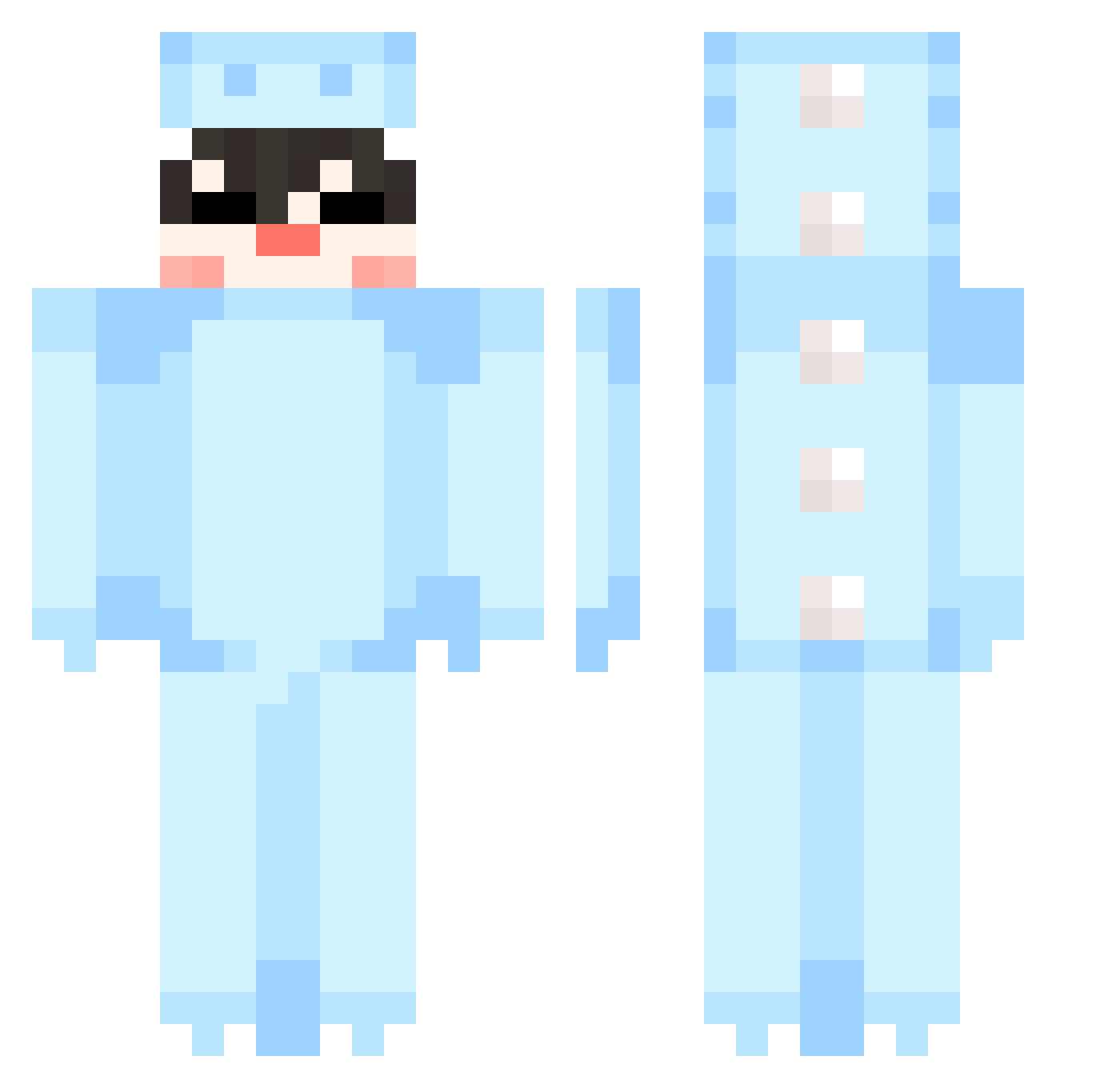 theporcupinee Minecraft skin, front and back view