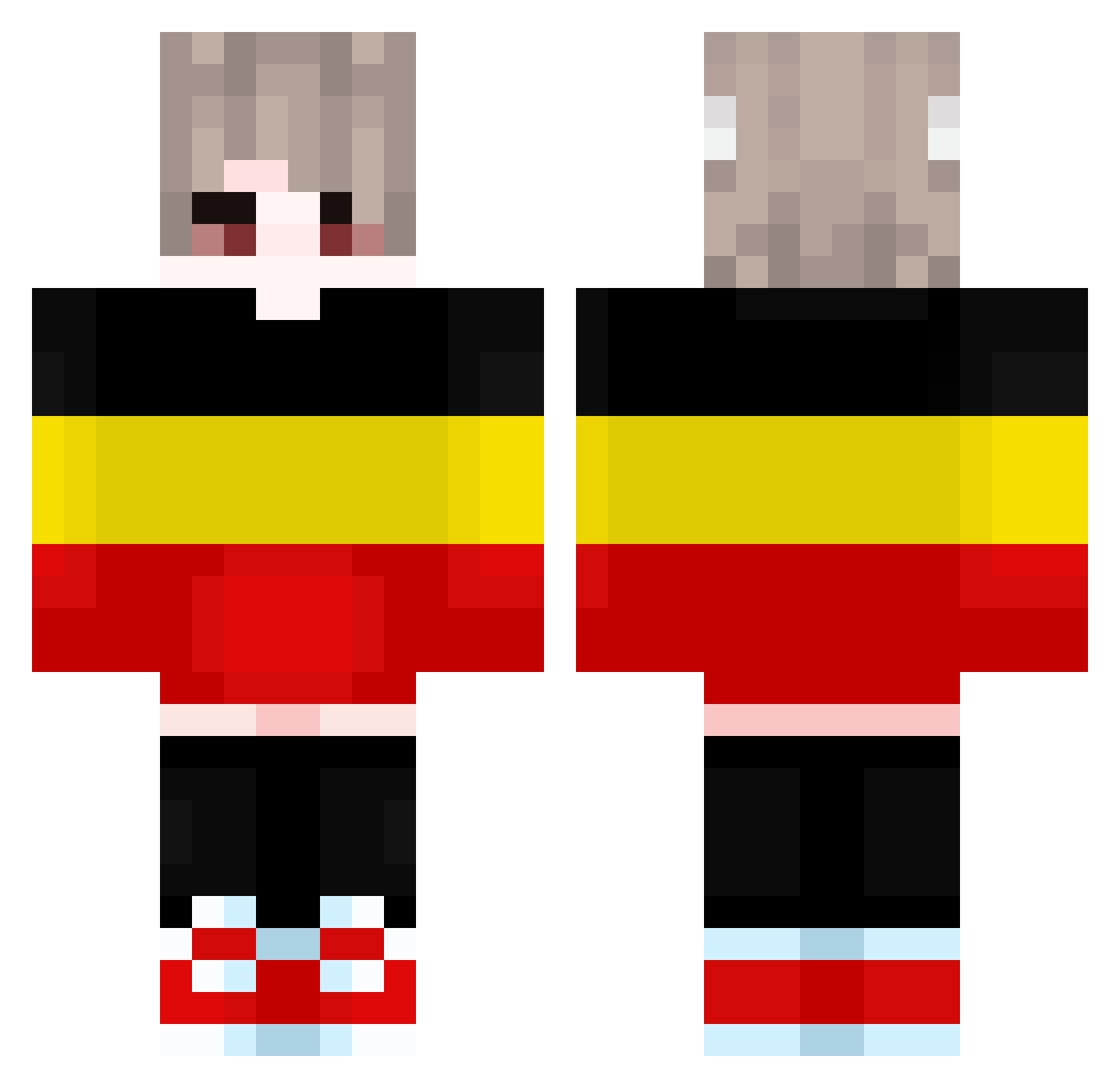 Pikachu246810 Minecraft skin, front and back view