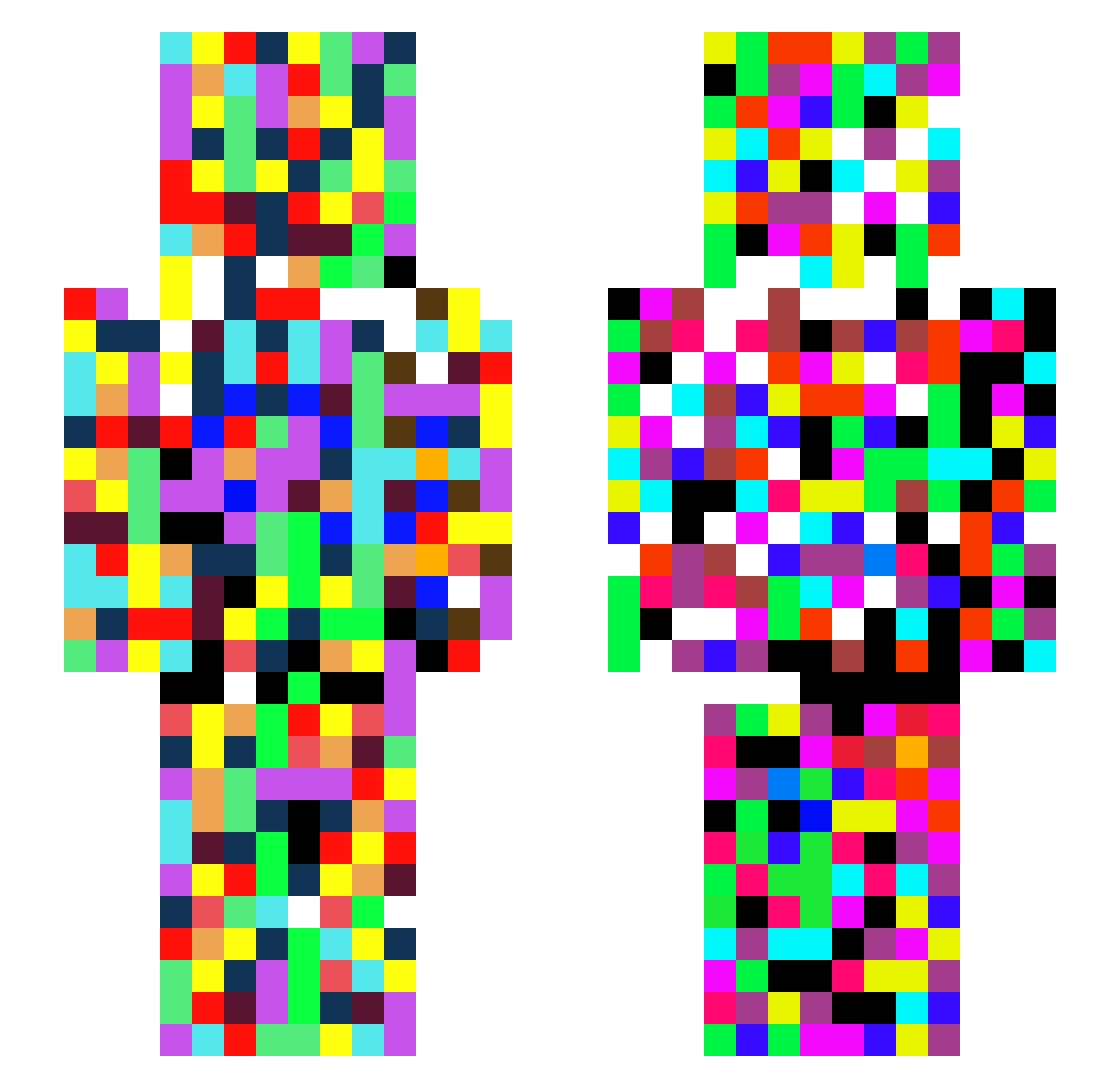staxrista Minecraft skin, front and back view