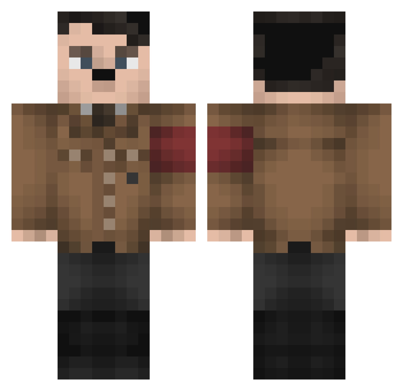 Deadpool107 Minecraft skin, front and back view