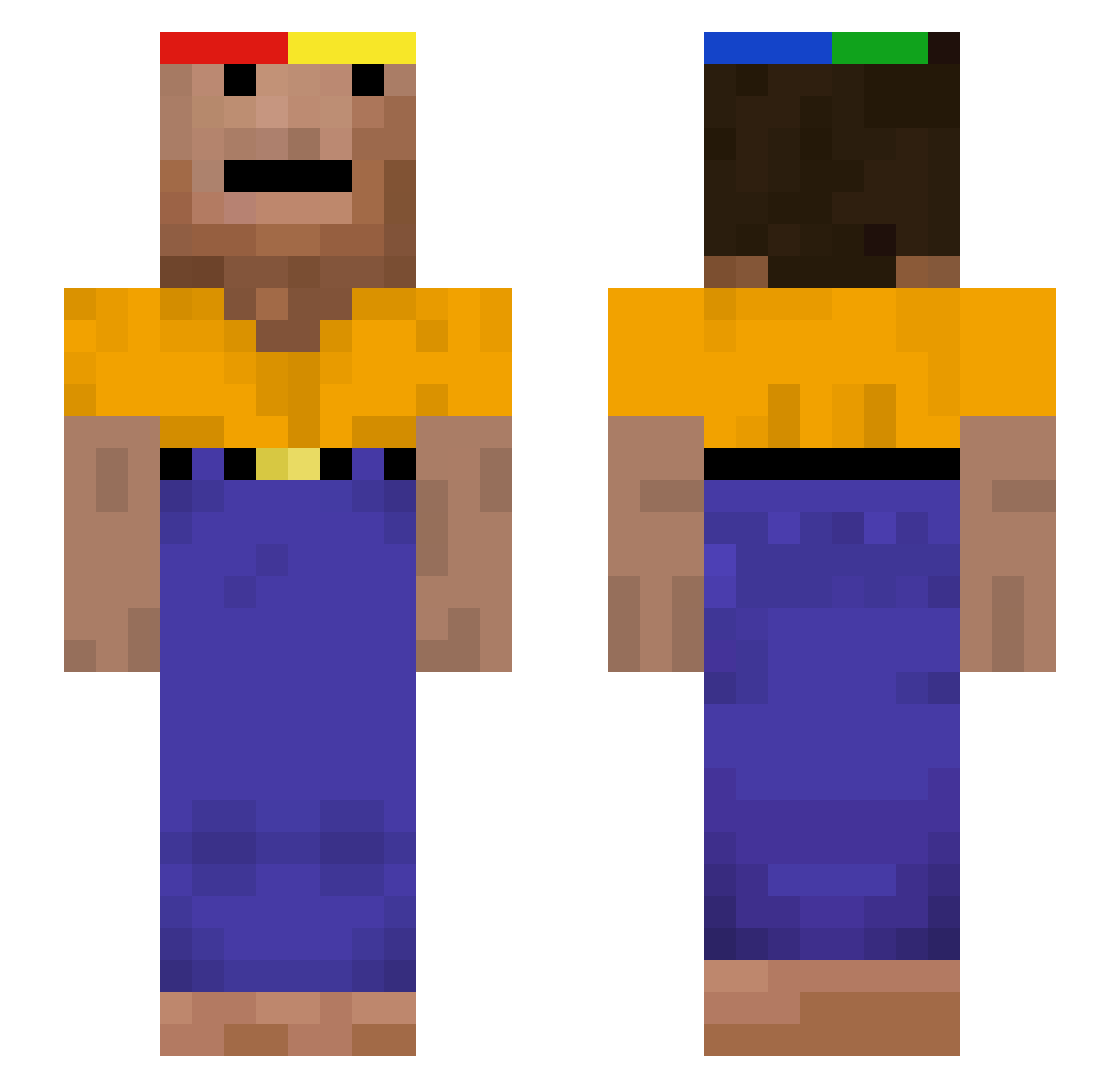 NecumPlesko Minecraft skin, front and back view