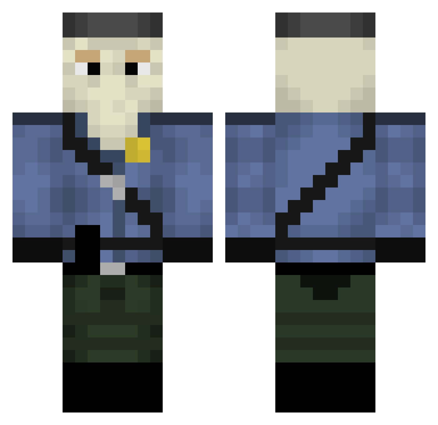Shlimgo Minecraft skin, front and back view