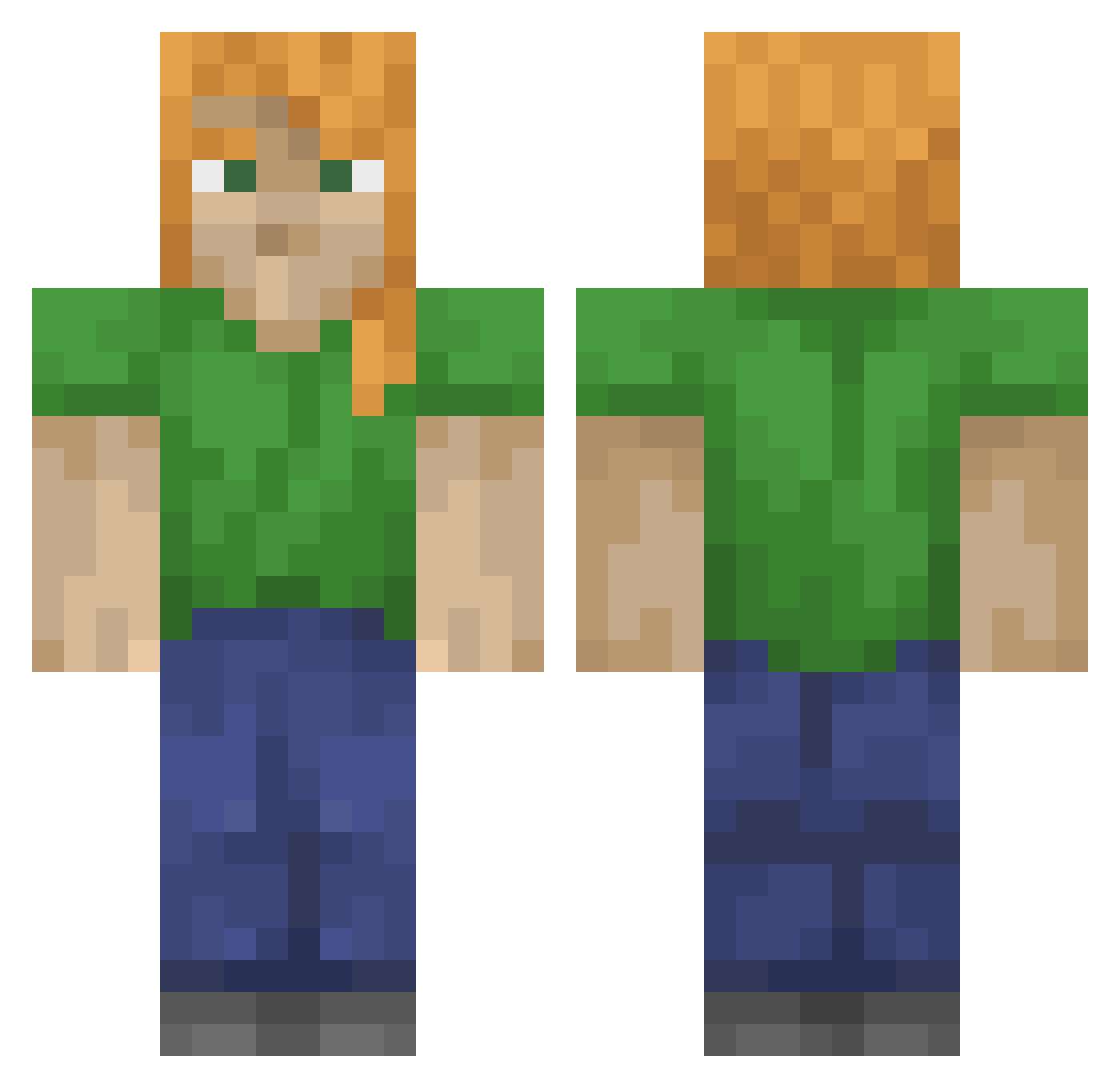 dootydut Minecraft skin, front and back view