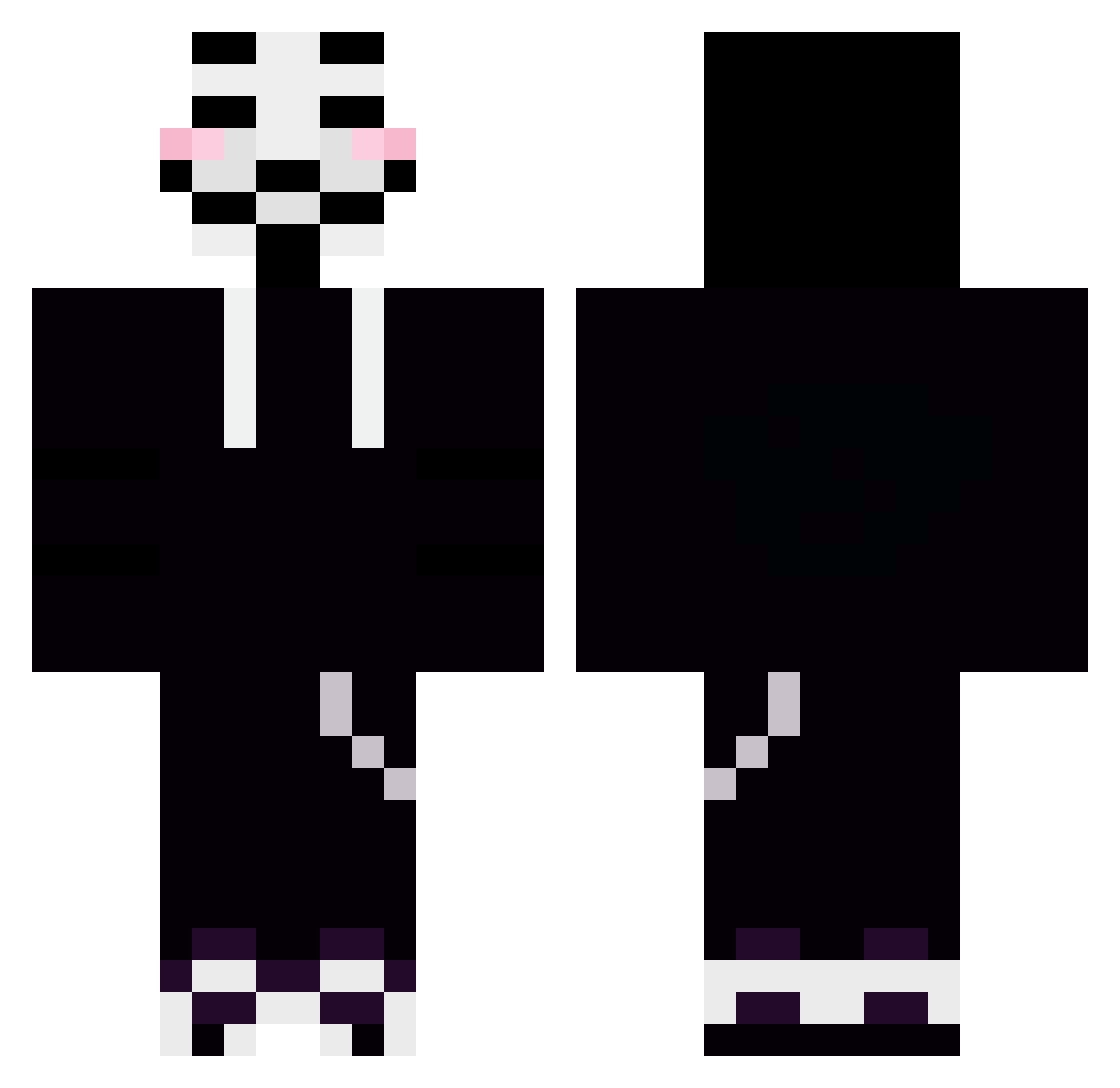 Pateman Minecraft skin, front and back view