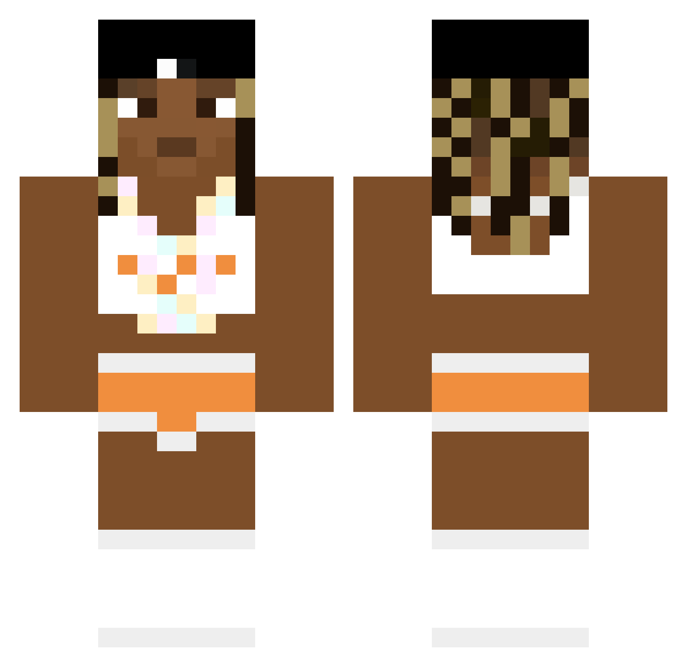 JussX Minecraft skin, front and back view