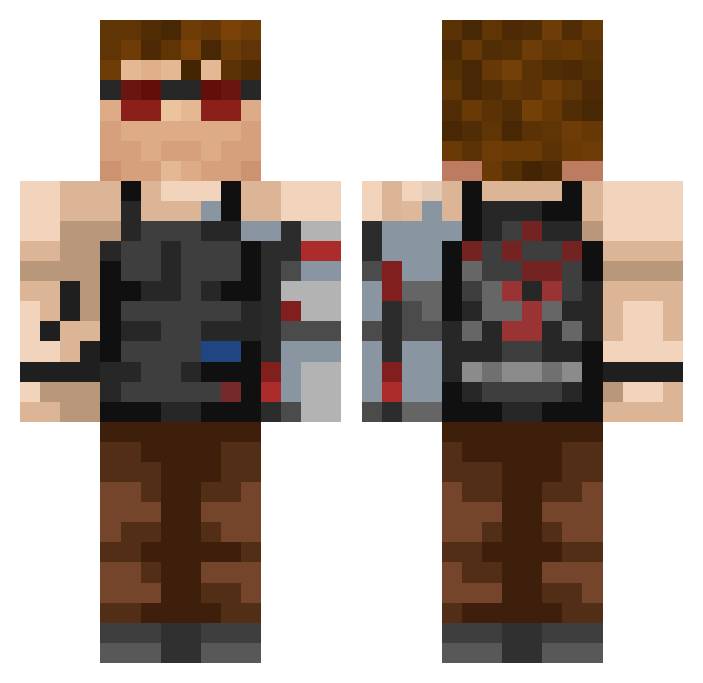 Nineacorns Minecraft skin, front and back view